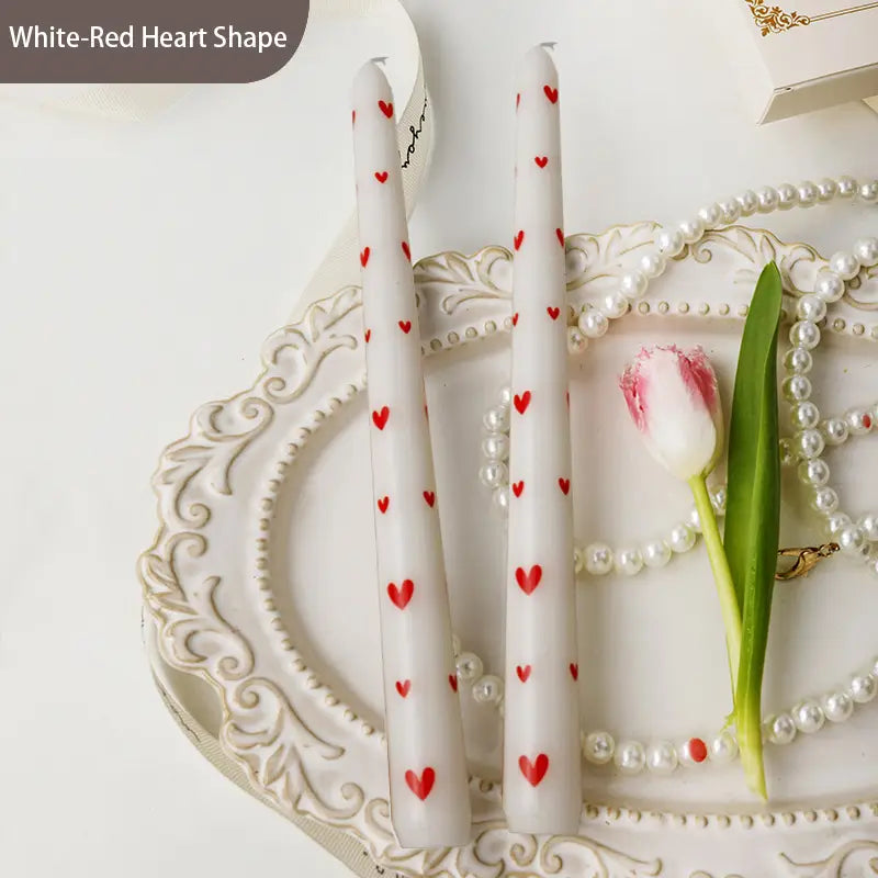 French Printed Heart Candles
