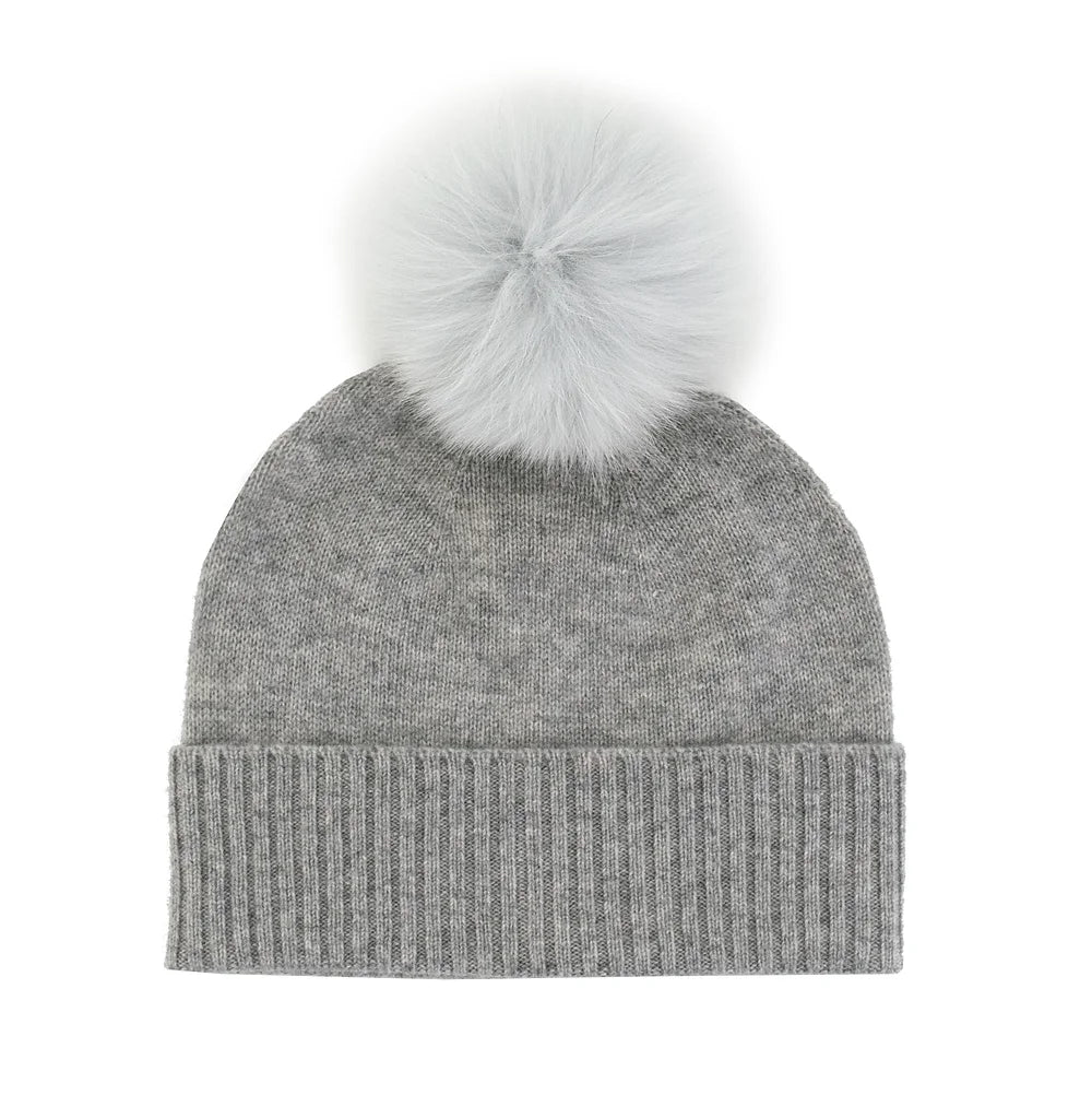 Cashmere Knitted Fox PomPom Hat