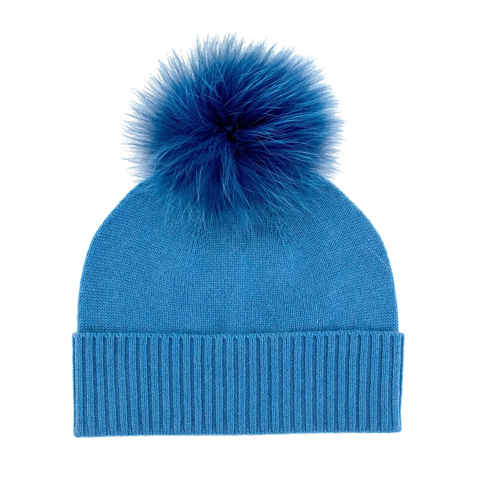 Cashmere Knitted Fox PomPom Hat