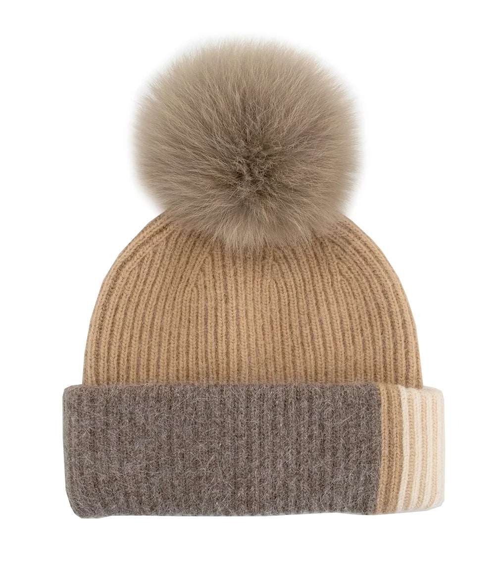 Knit Colorblock 3 Tone Beanie