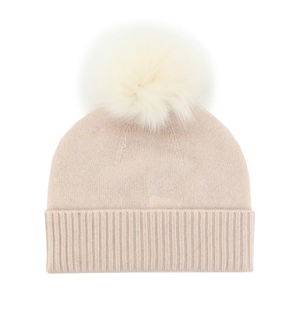 Cashmere Knitted Fox PomPom Hat