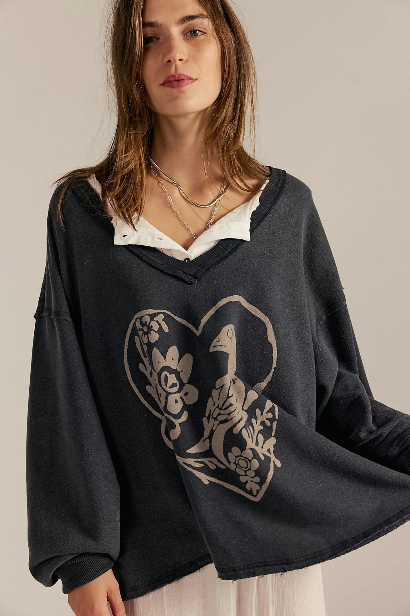 Free People Venice V Neck Graphic