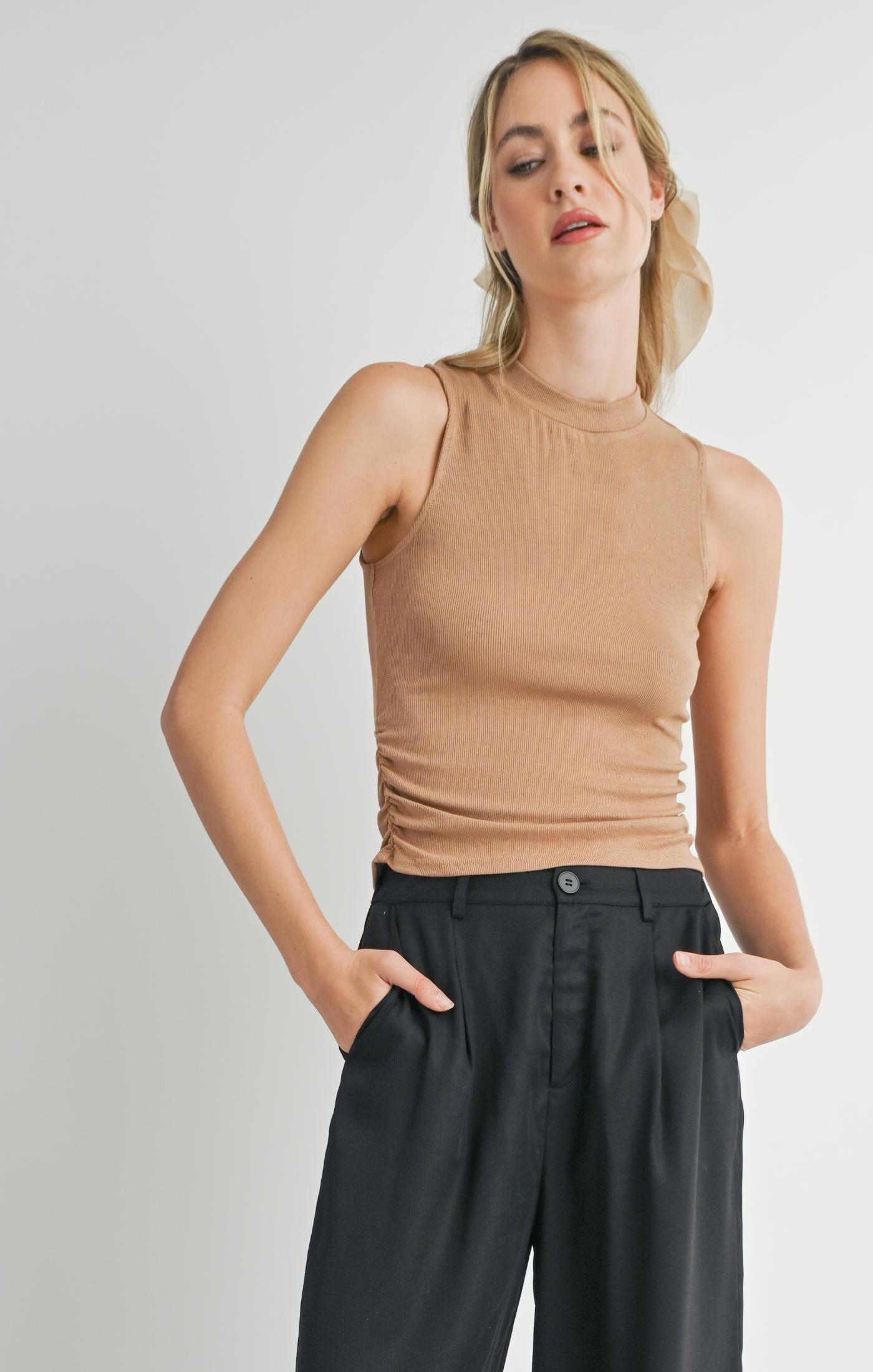 Ronan Mock Neck Rouched Tank