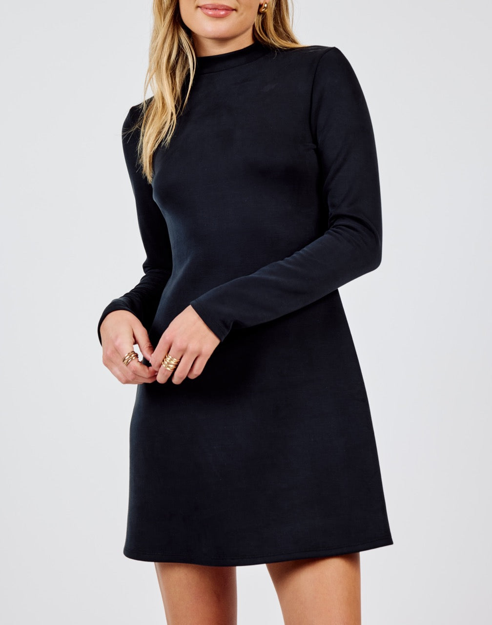 Hustle Mock Neck Knit Mini Dress