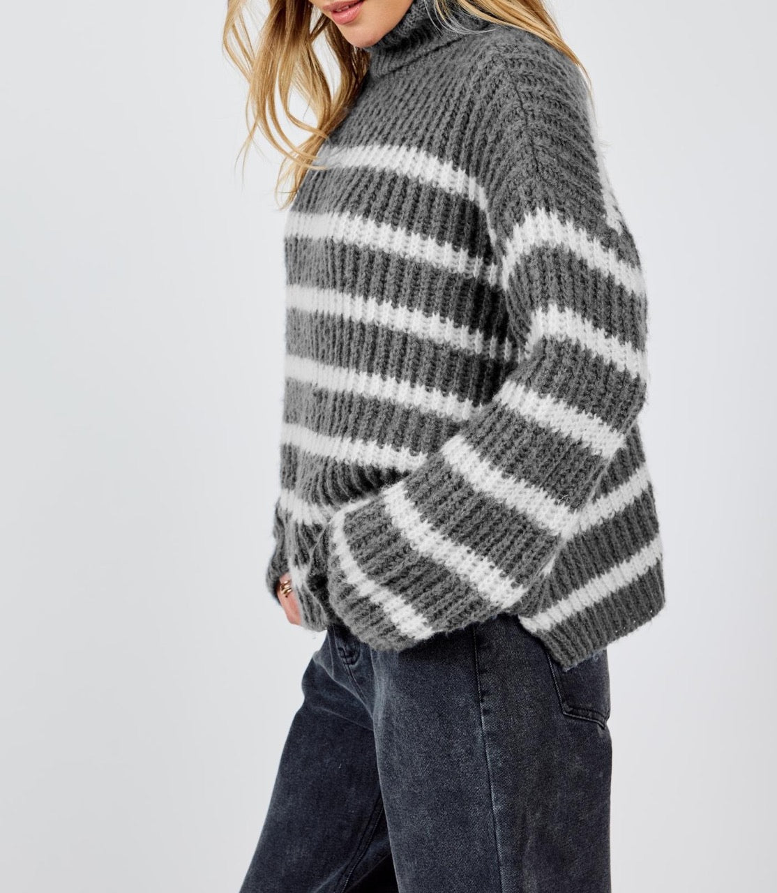 Aki Turtleneck Striped Sweater