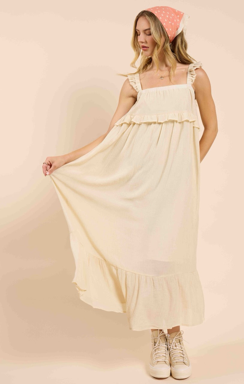 Takes Time Ruffle Trim Maxi Dress