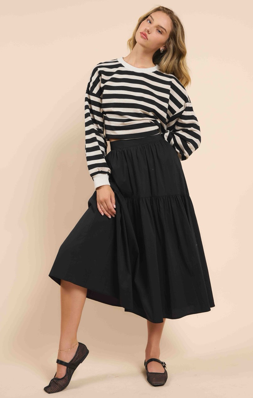 Brielle Tiered Gathered Midi Skirt