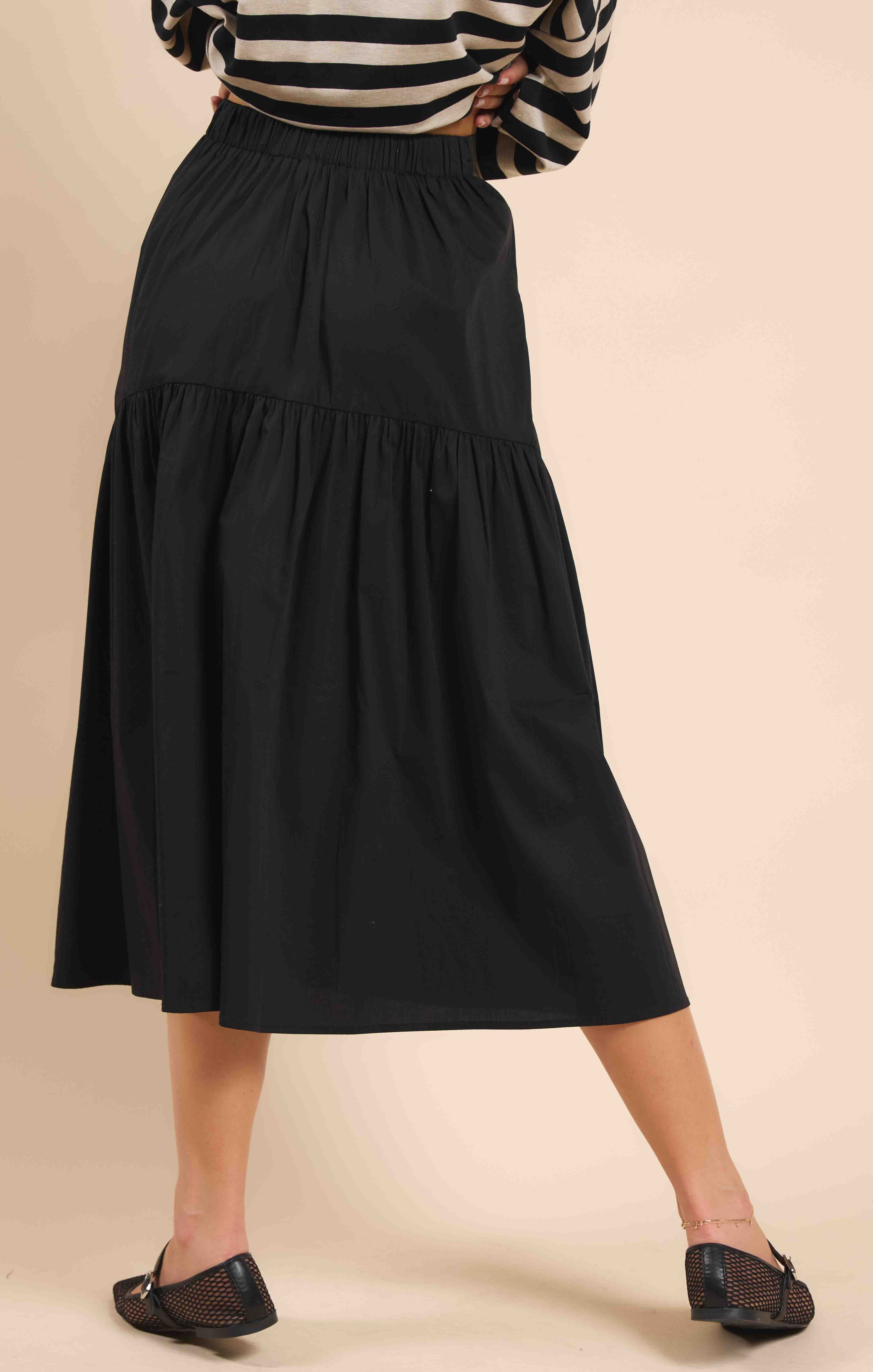 Brielle Tiered Gathered Midi Skirt