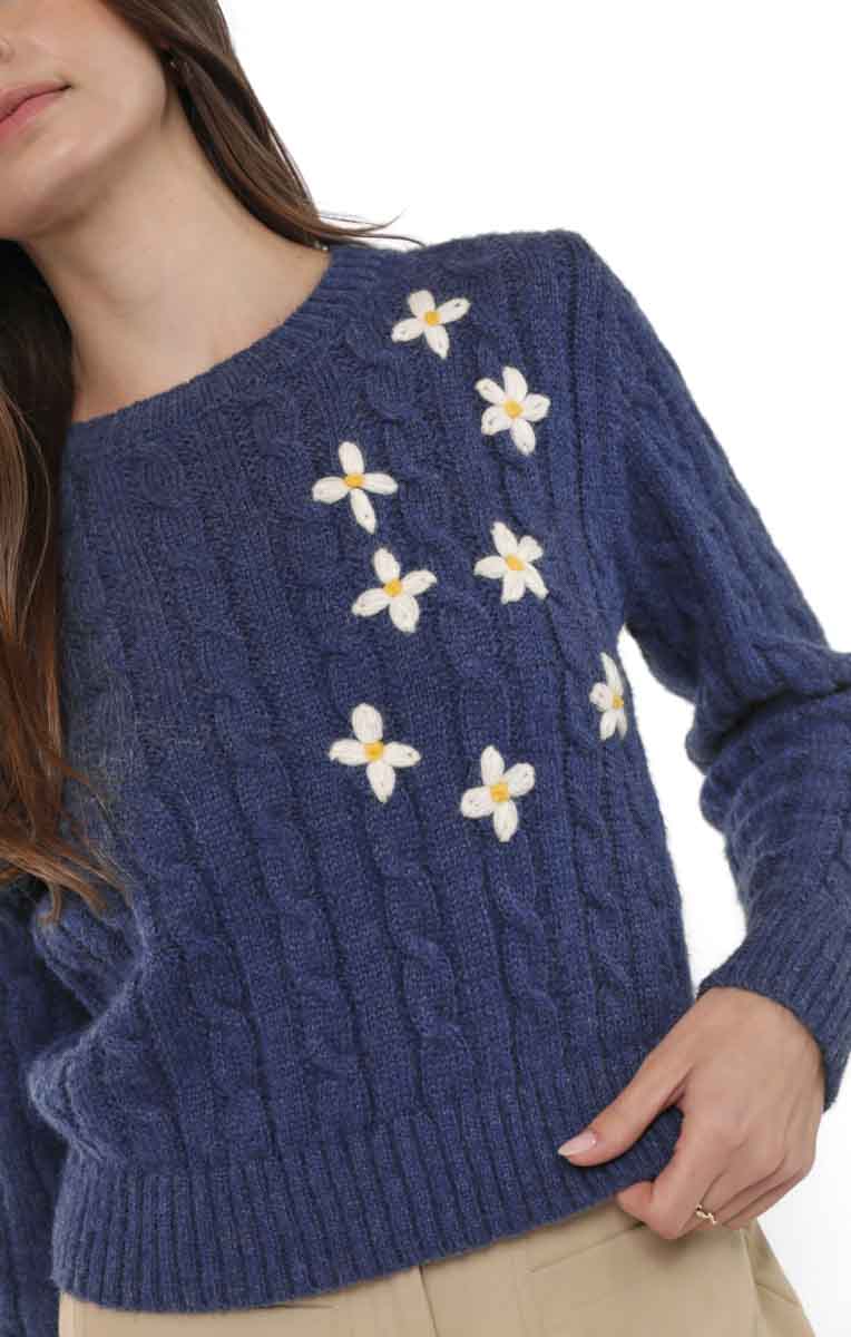 Lulu Embroidered Daisy Sweater