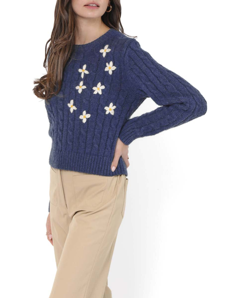 Lulu Embroidered Daisy Sweater