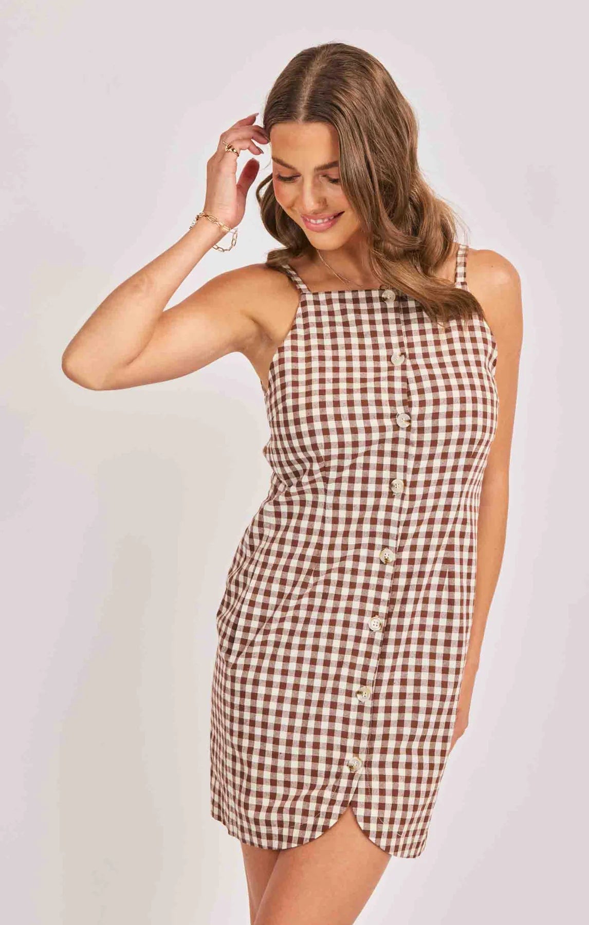 Mustang Gingham Button Dress