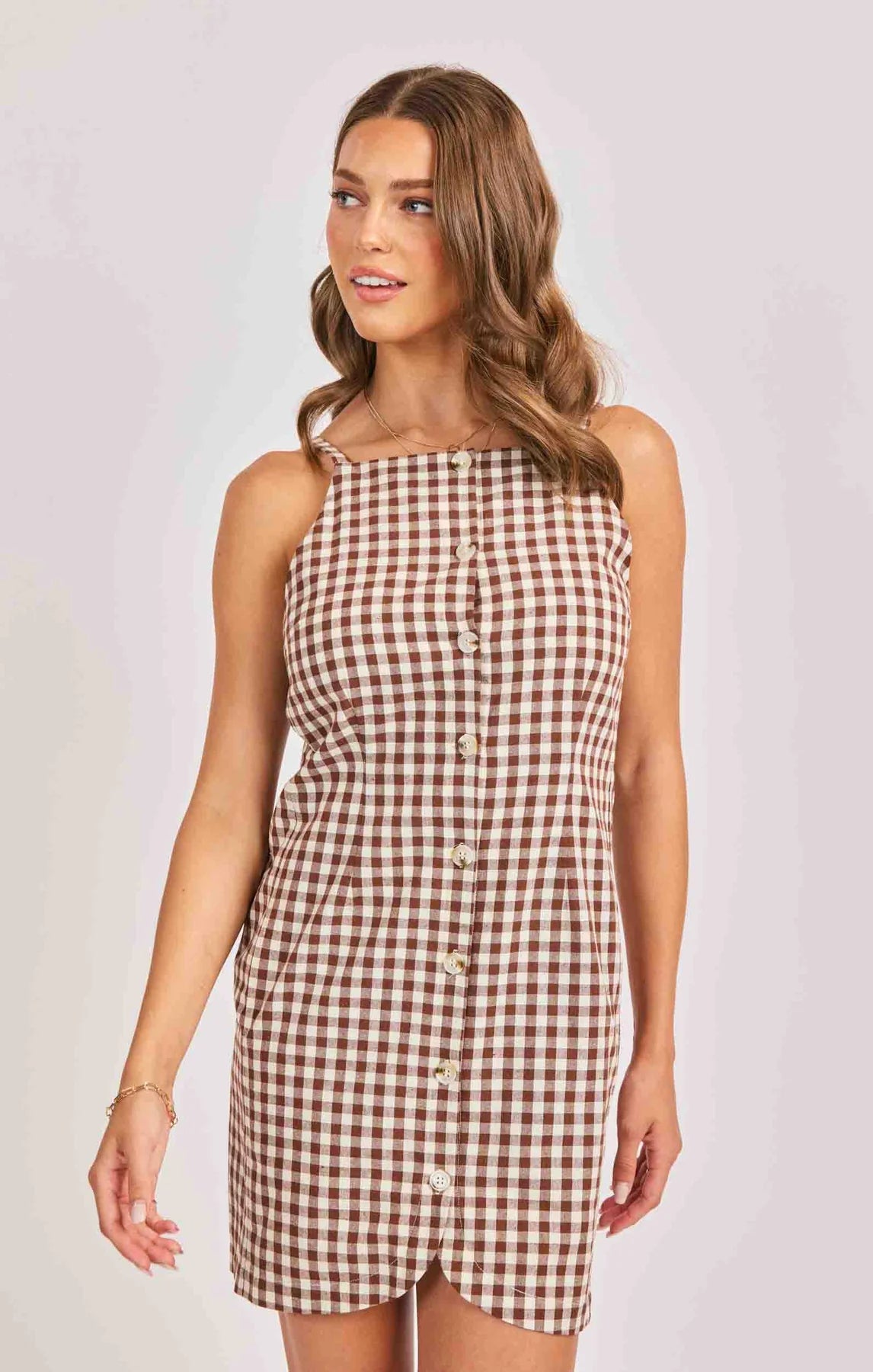 Mustang Gingham Button Dress