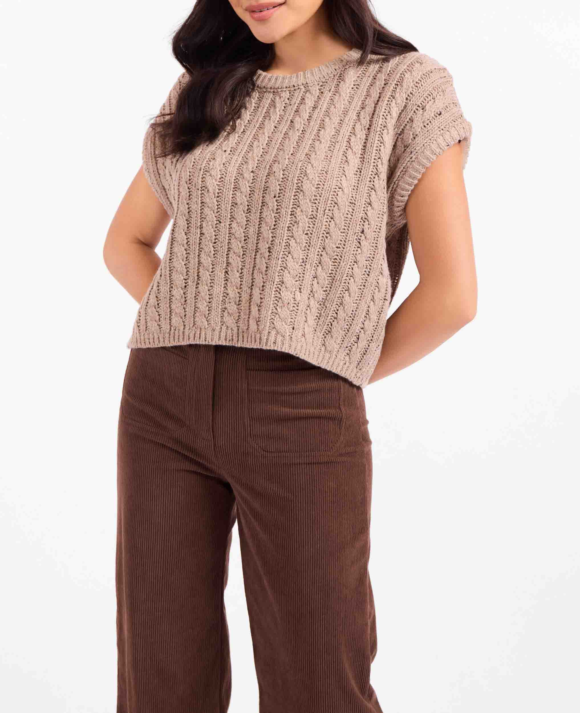 Effortless Cable Grybe Knit Sweater Tank