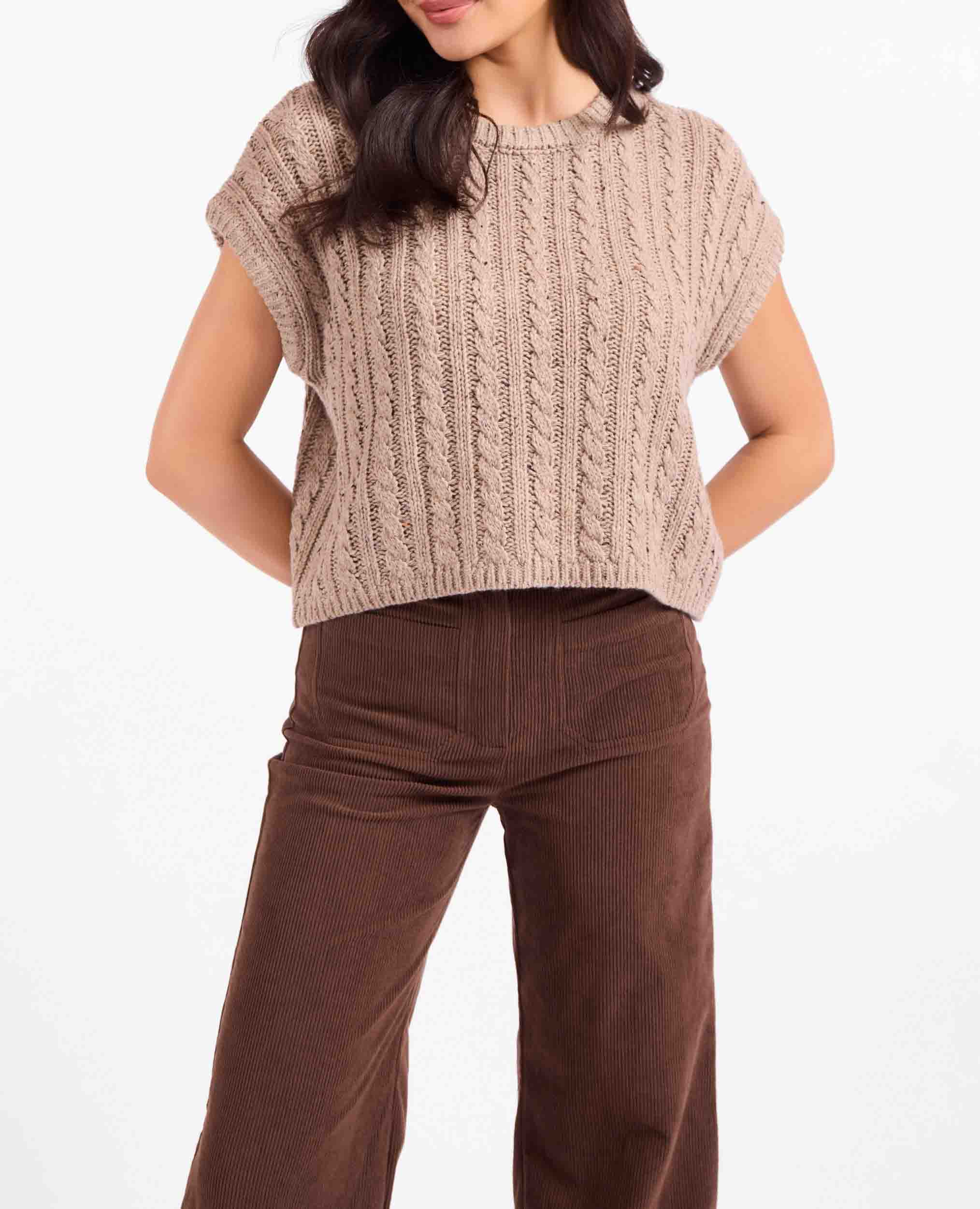 Effortless Cable Grybe Knit Sweater Tank