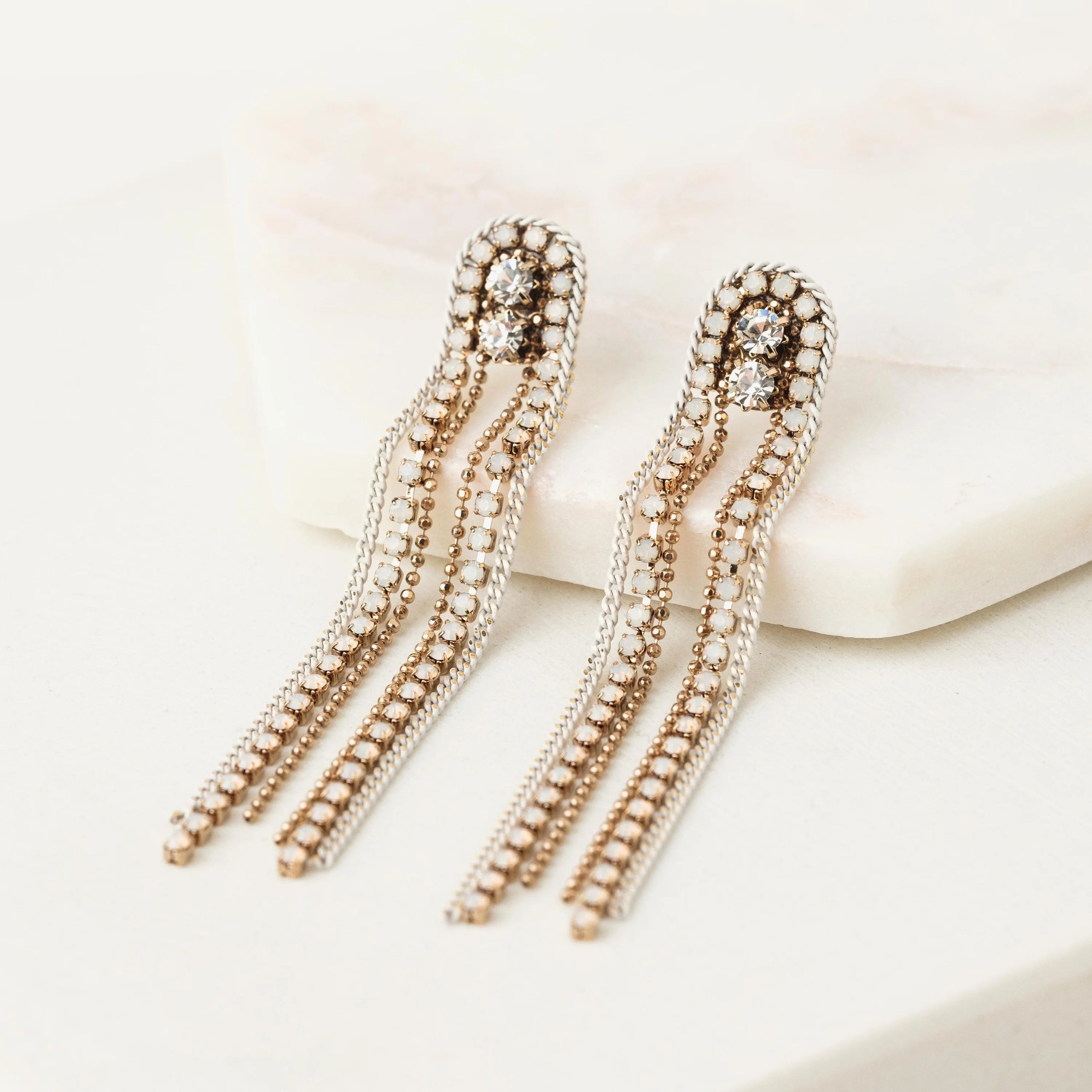 Astaire Fringe Earrings White