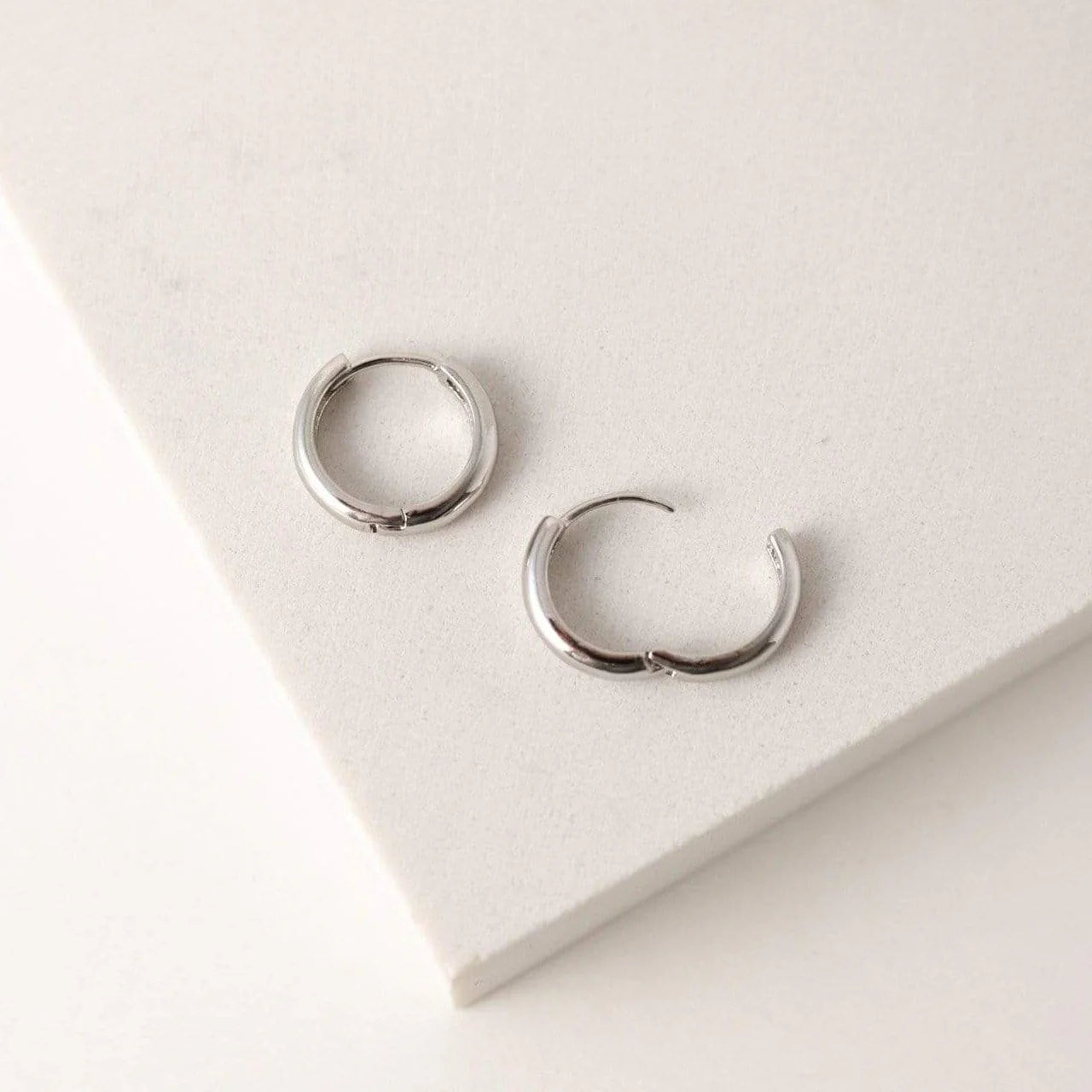 Bea 10mm Huggie Hoop Earrings Silver