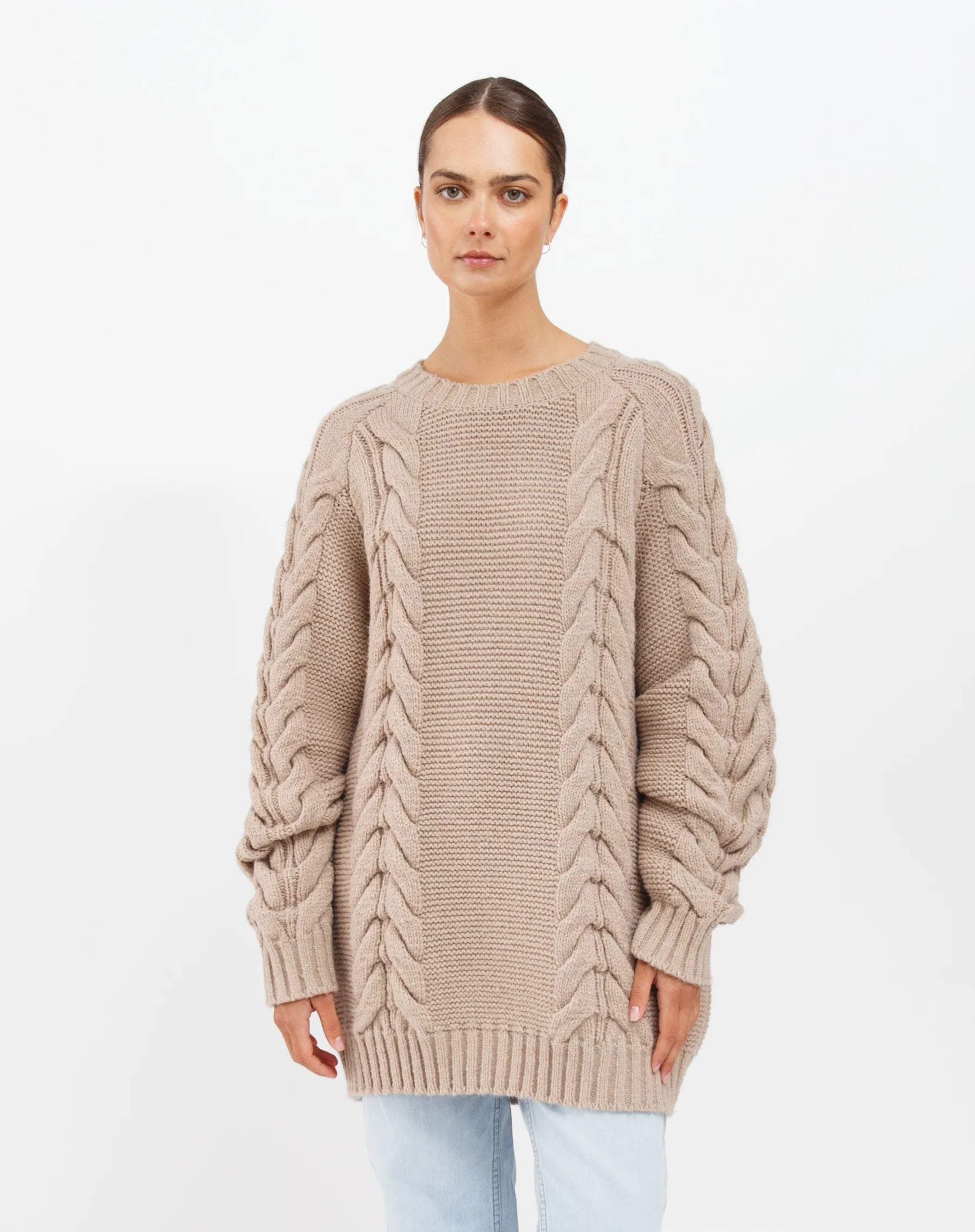 Adele Cable Knit Big Sister Sweater