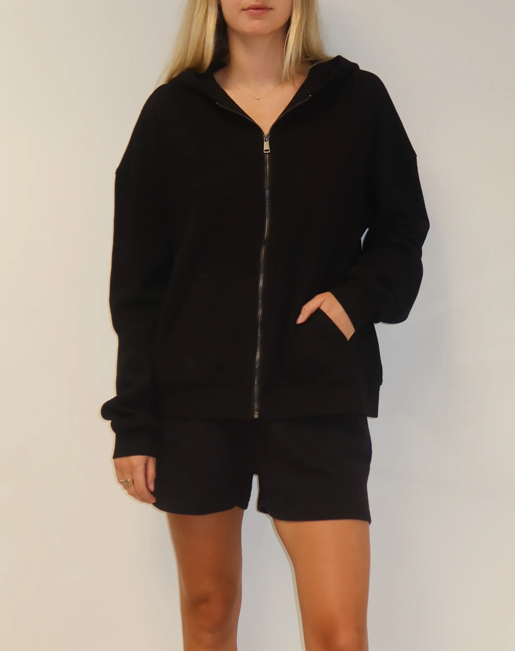 Waffle Oversized Zip-Up Hoodie