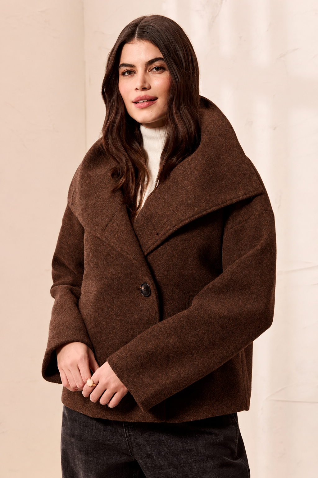 Lofty Knit Funnel Neck Coat