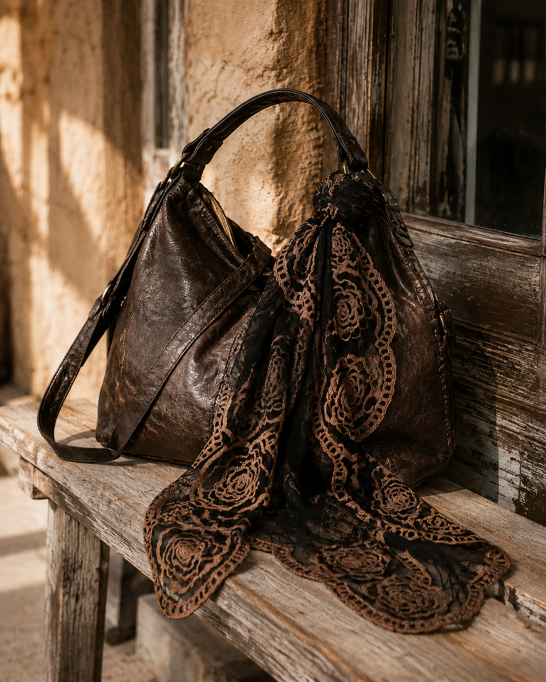 Rose Lace Embroidered Scarf