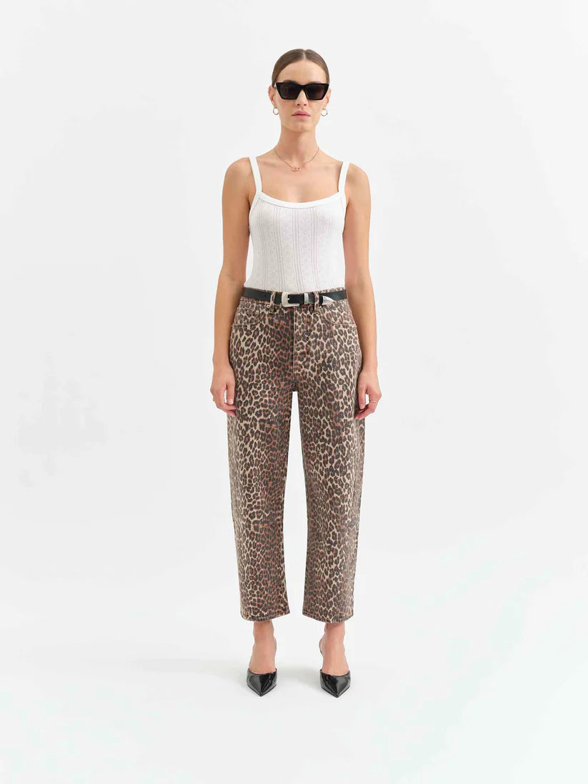 Leopard Westward Barrel Leg Jean