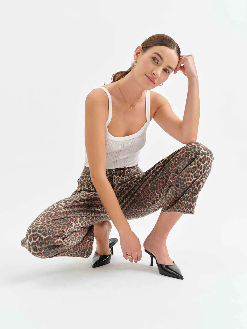 Leopard Westward Barrel Leg Jean
