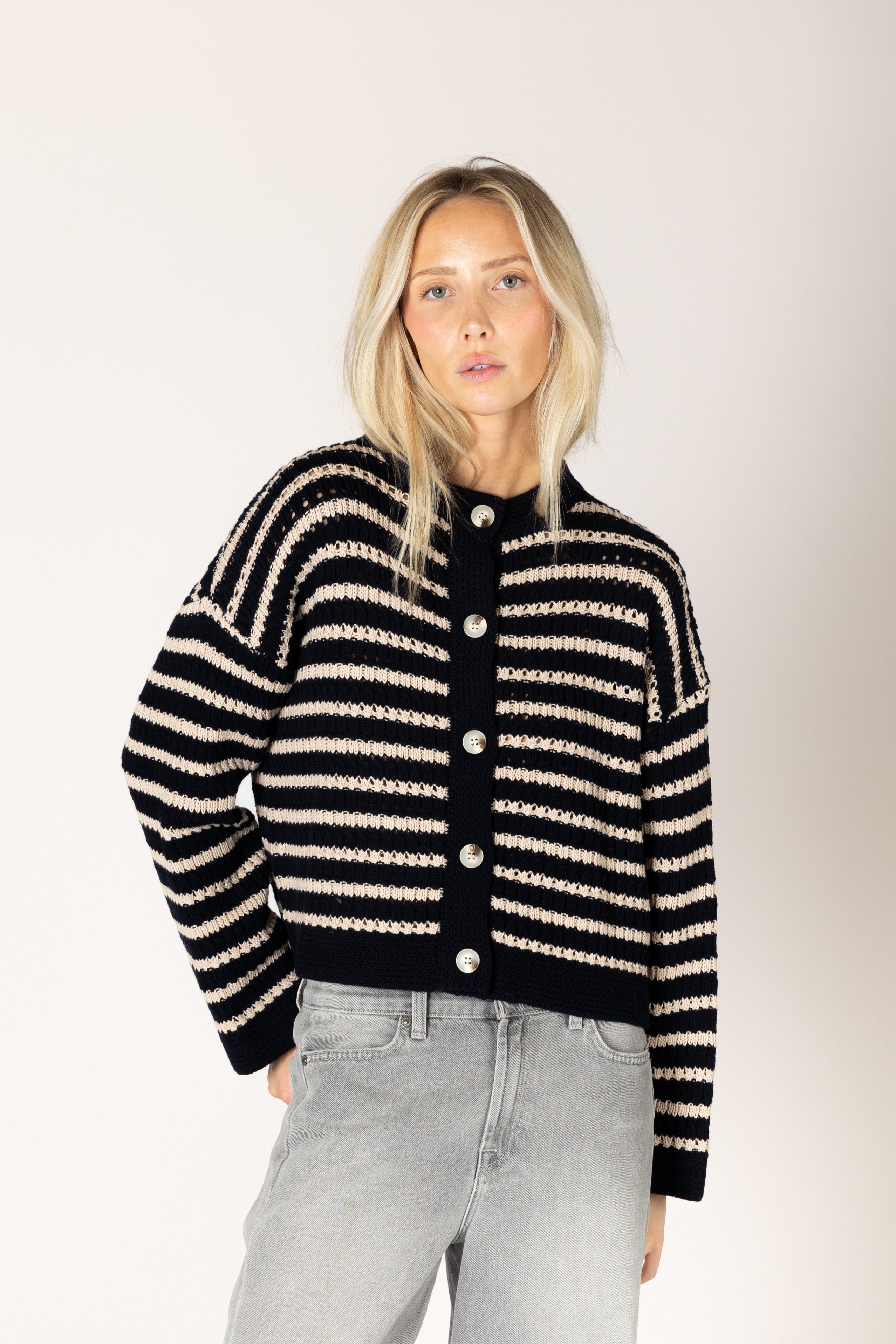 DinaStripe Cotton Cardi