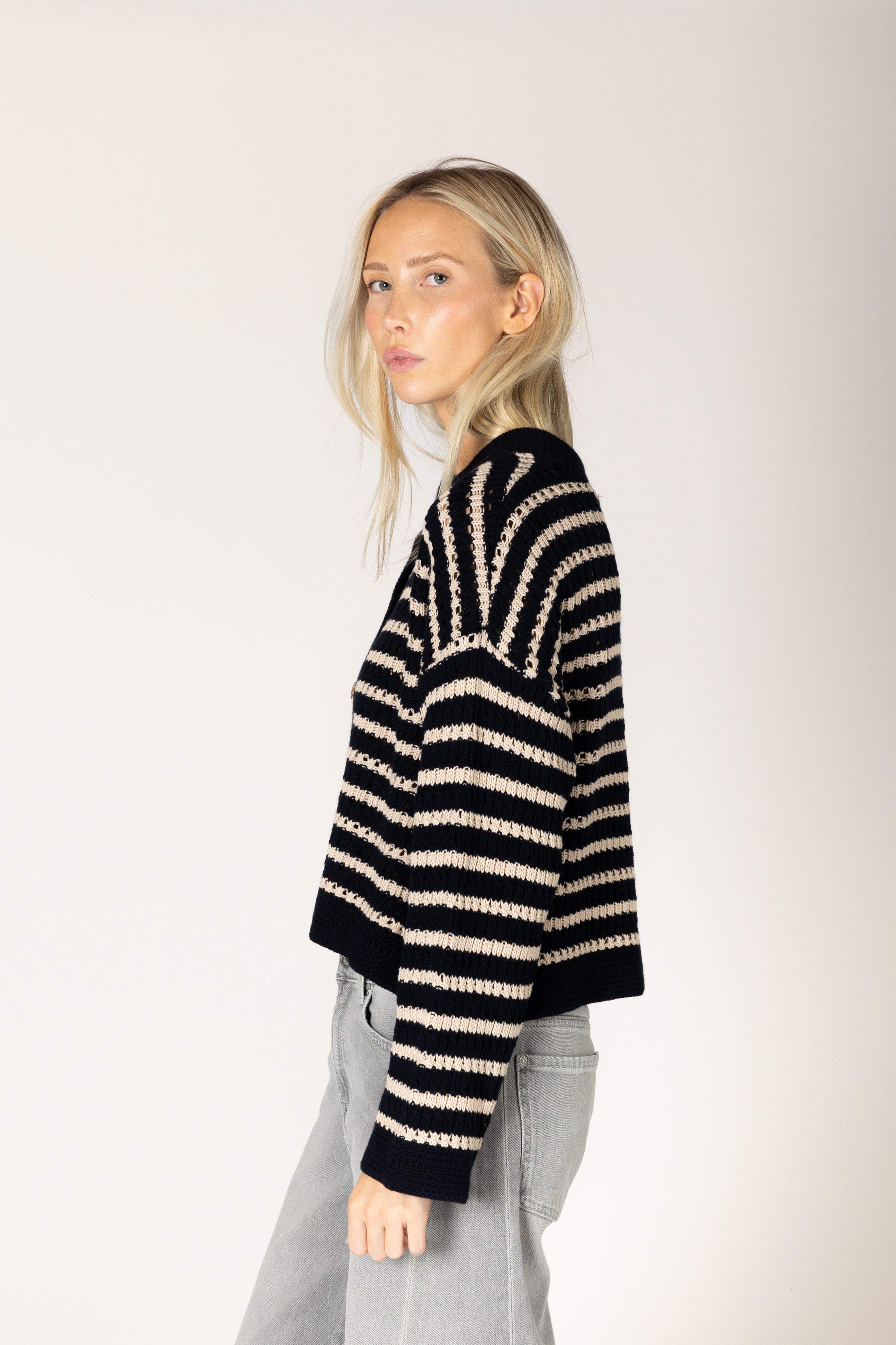 DinaStripe Cotton Cardi