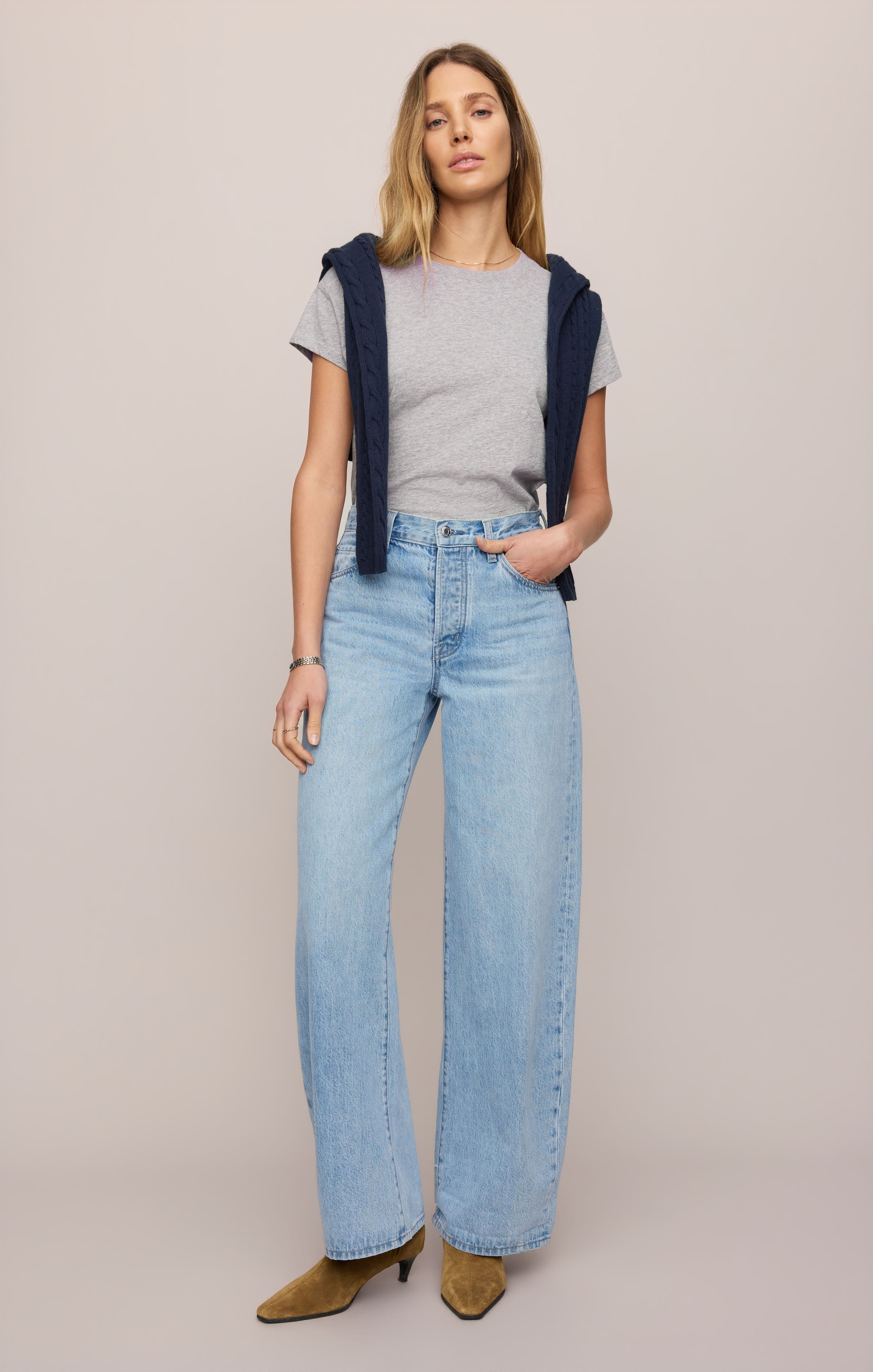 the Show Off High Rise Bowed Jean