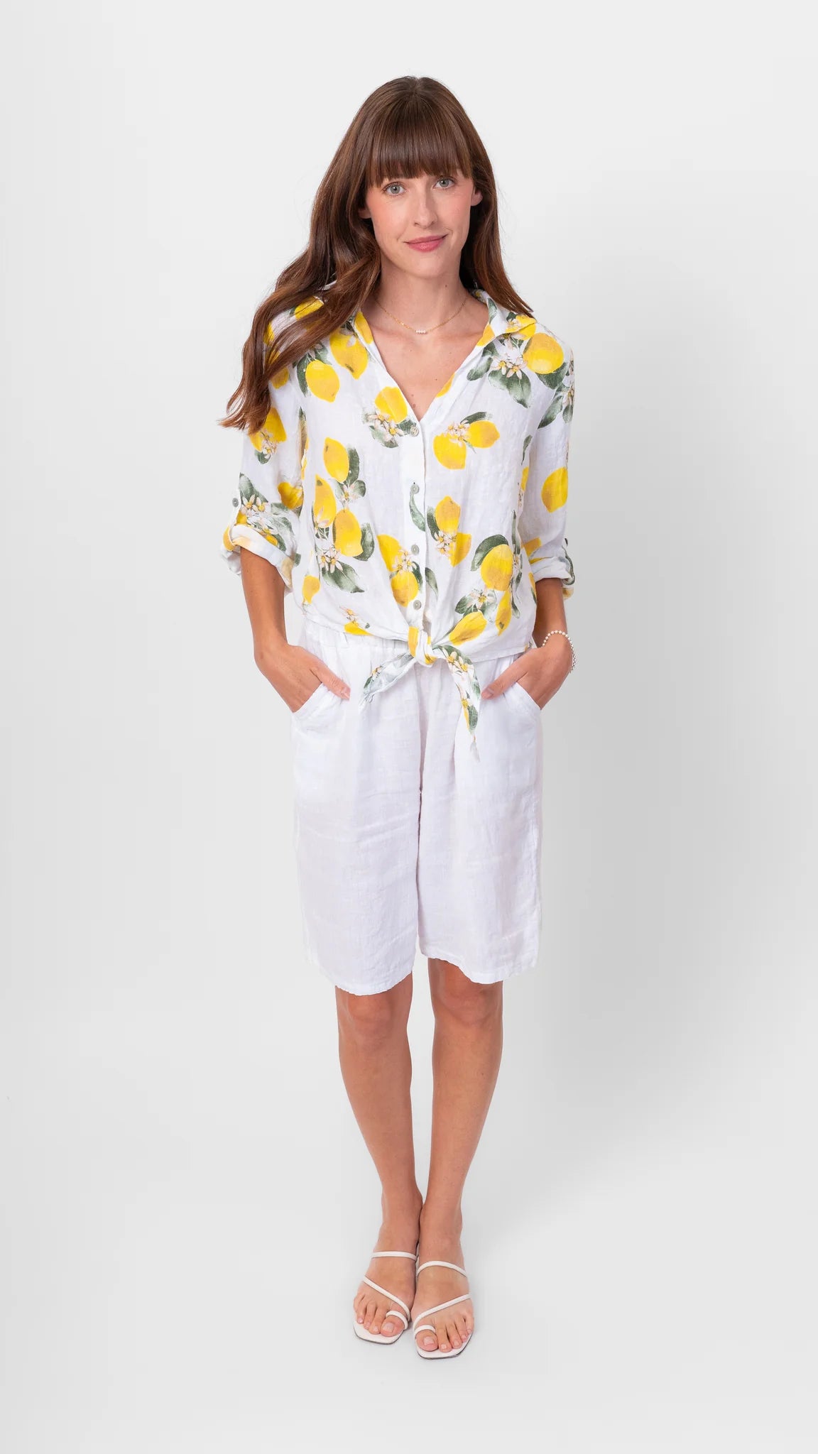 Lemon Linen Tie Top