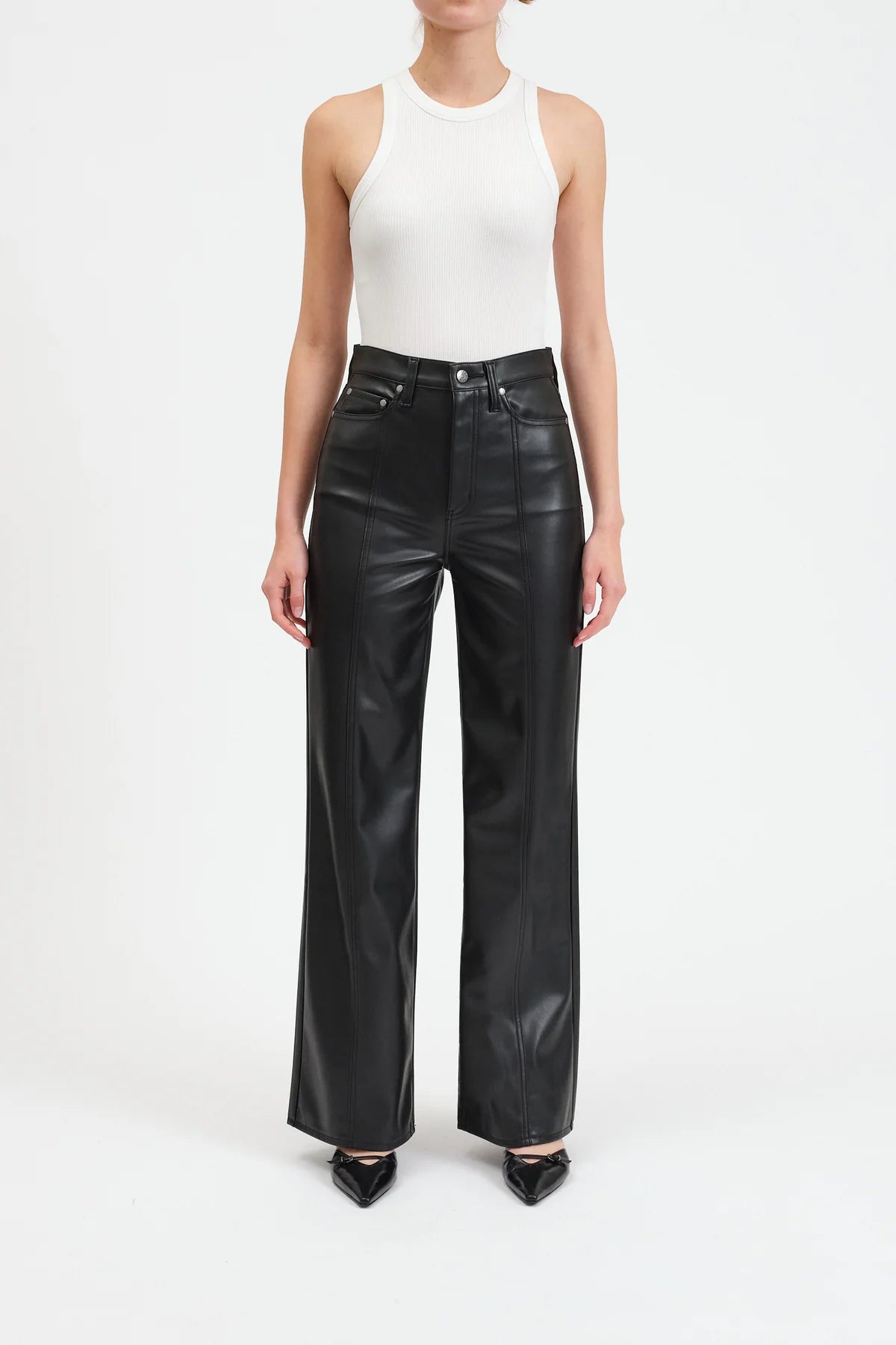 Far Out High Rise Wide Leg - Faux Leather