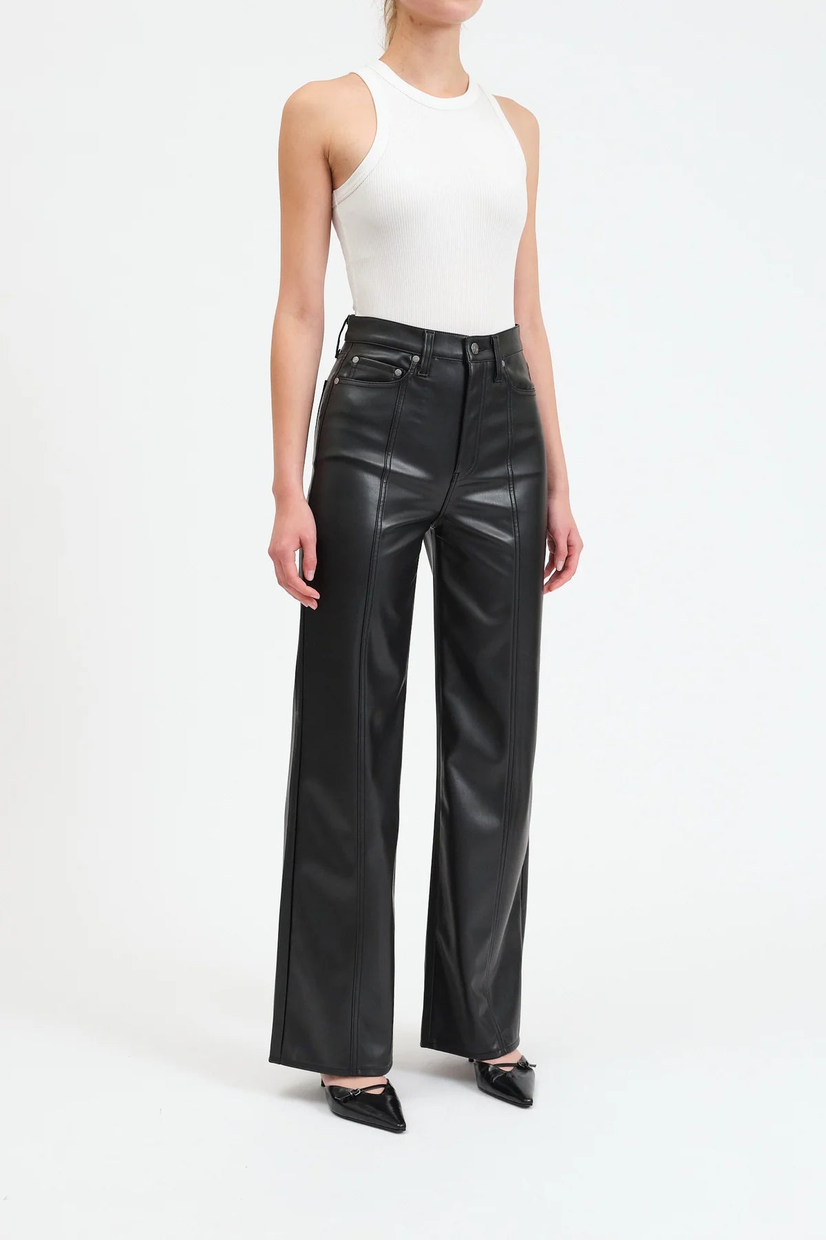 Far Out High Rise Wide Leg - Faux Leather