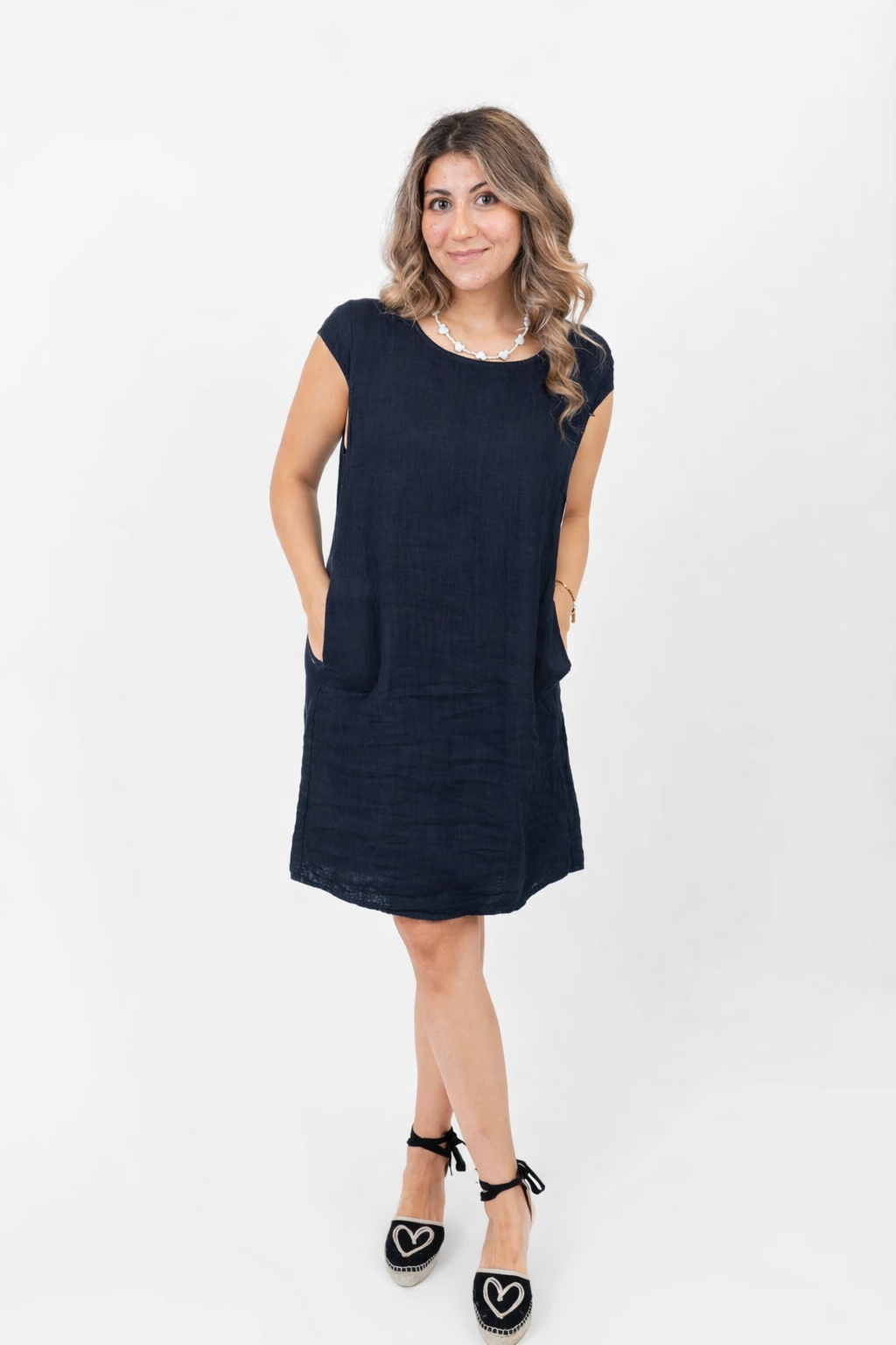 Solid Linen Shift Dress