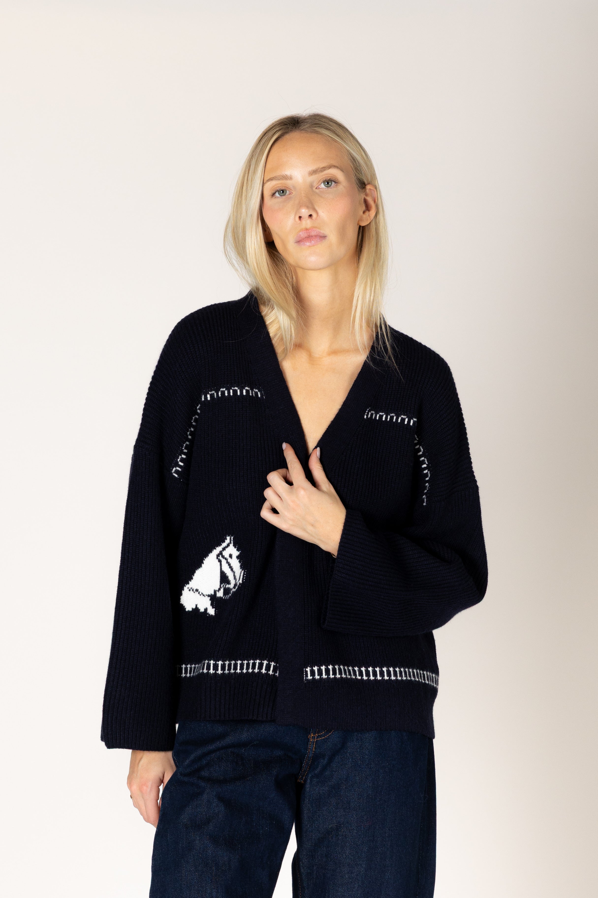 Fair Isle Horse Print Open Cardi