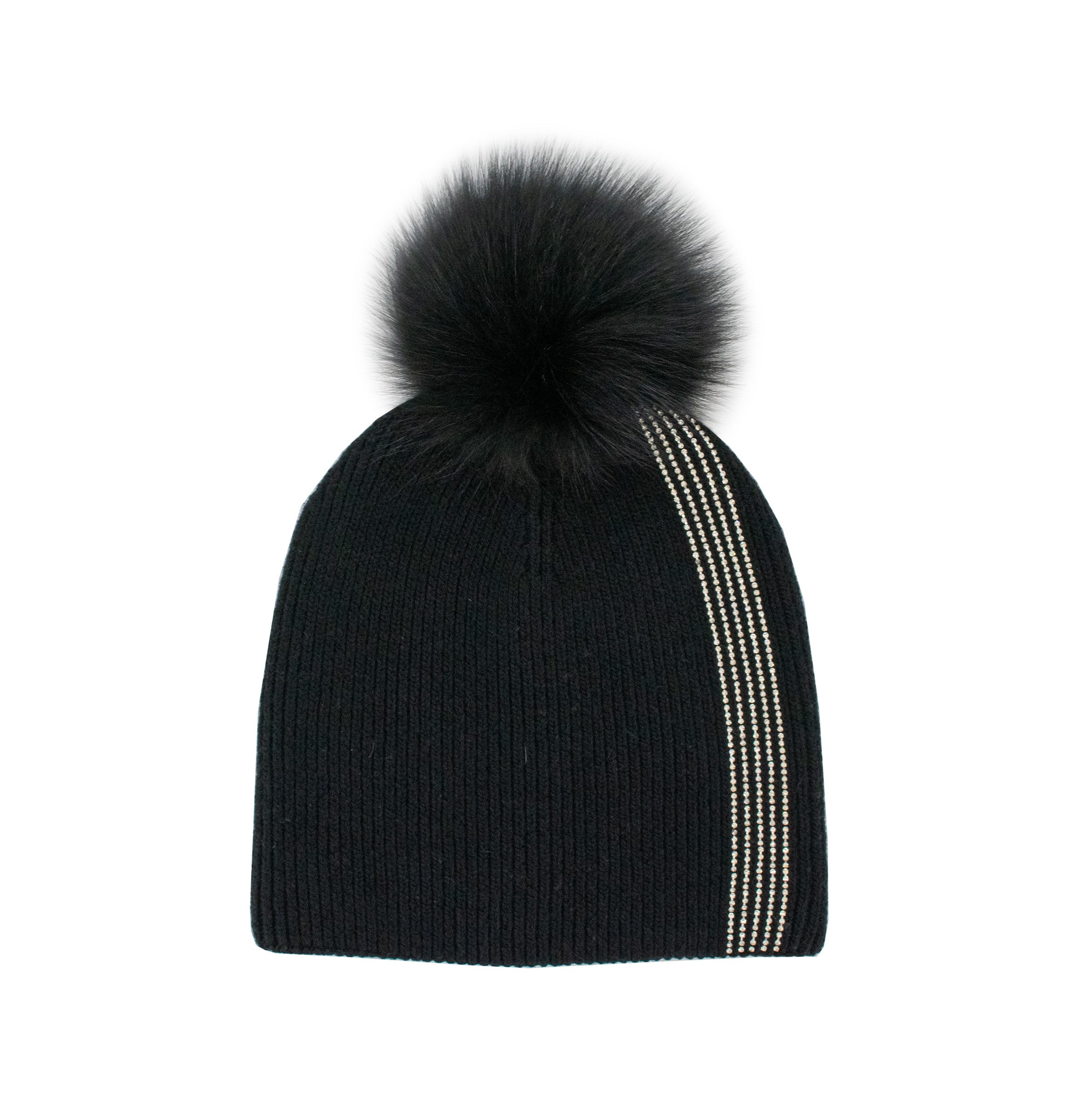 Crystal & Fur PomPom Hat