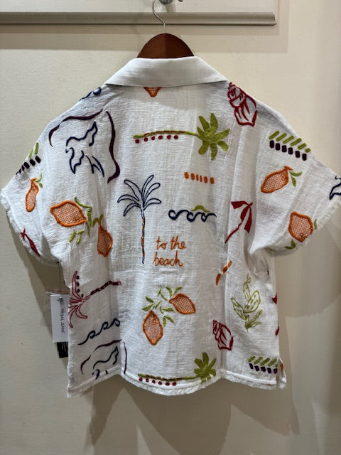 Button Front Blouse With Fringe