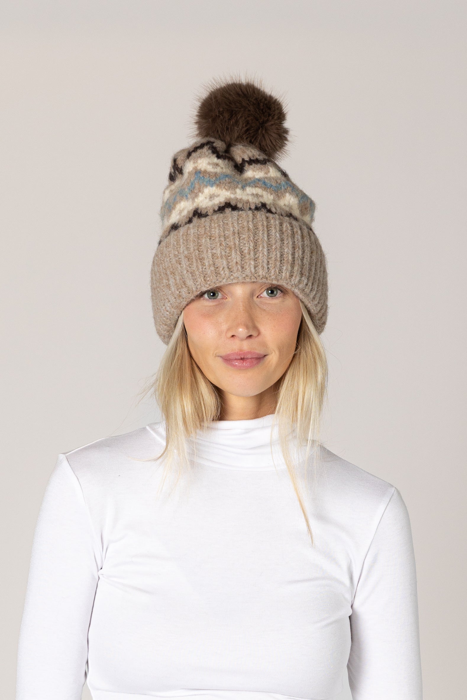 Lined Faux Fir Pom Pom Hat