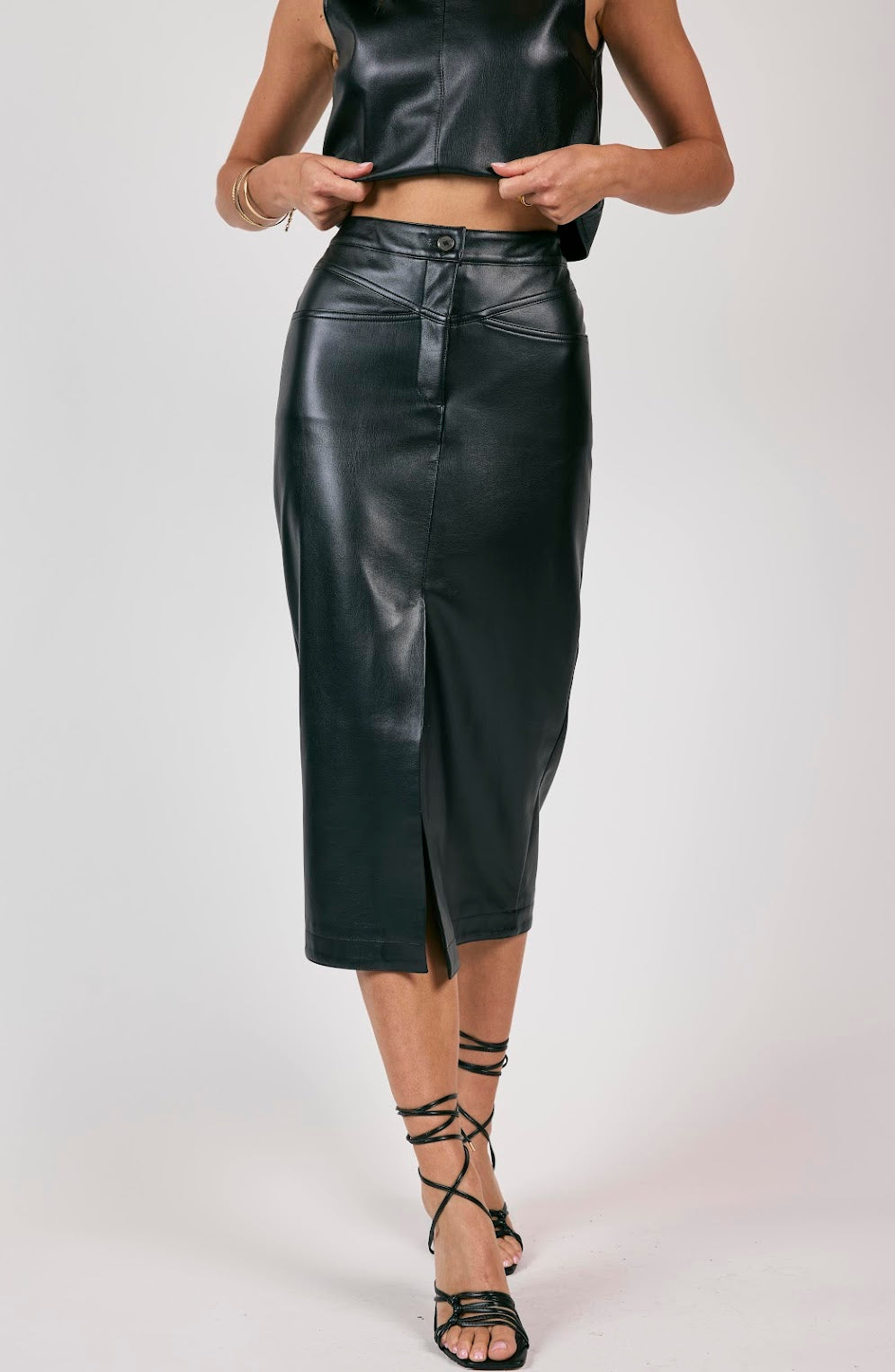 New Era Faux Leather Maxi Skirt