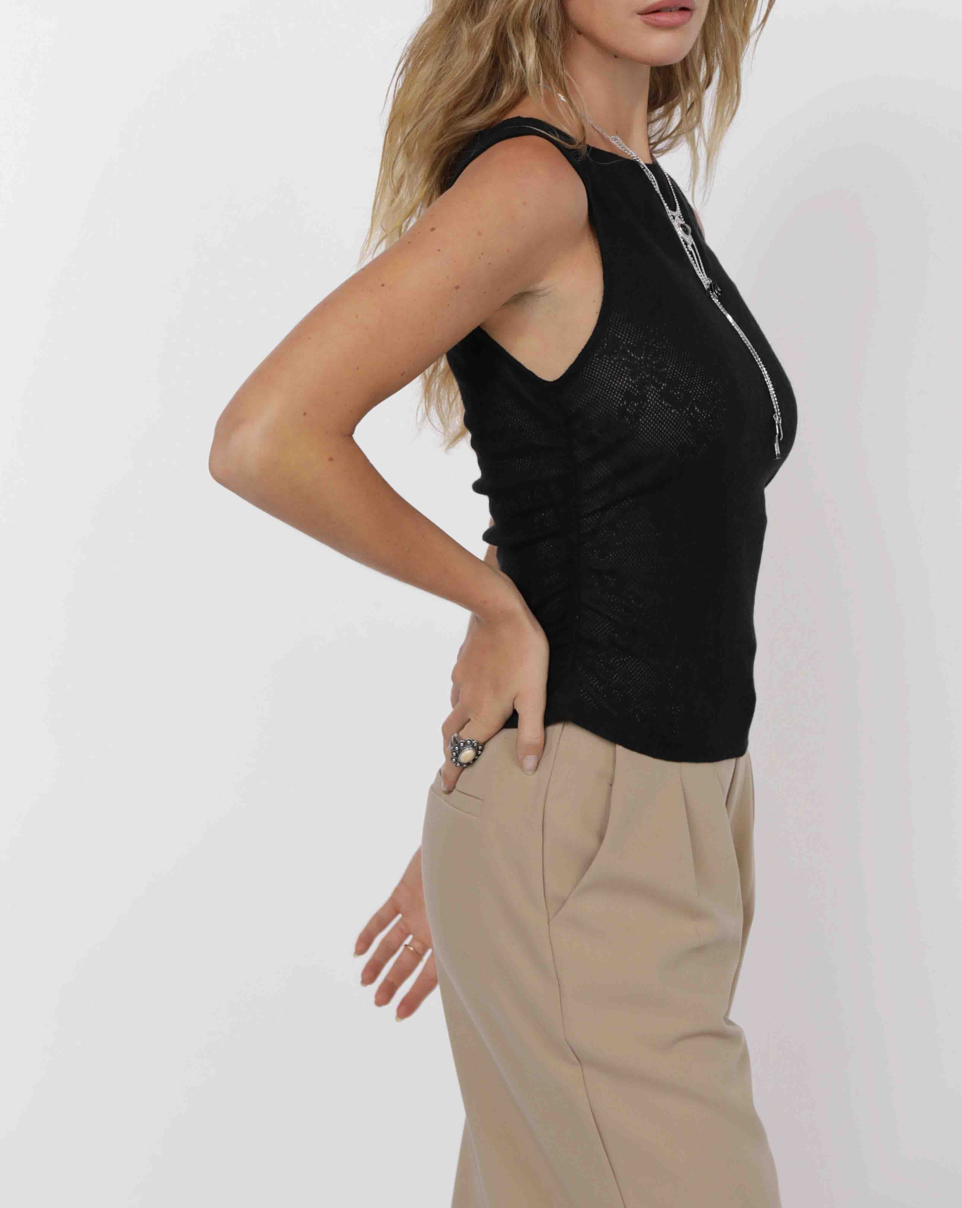 Roadhouse Ruched Boat Neck Knit Top