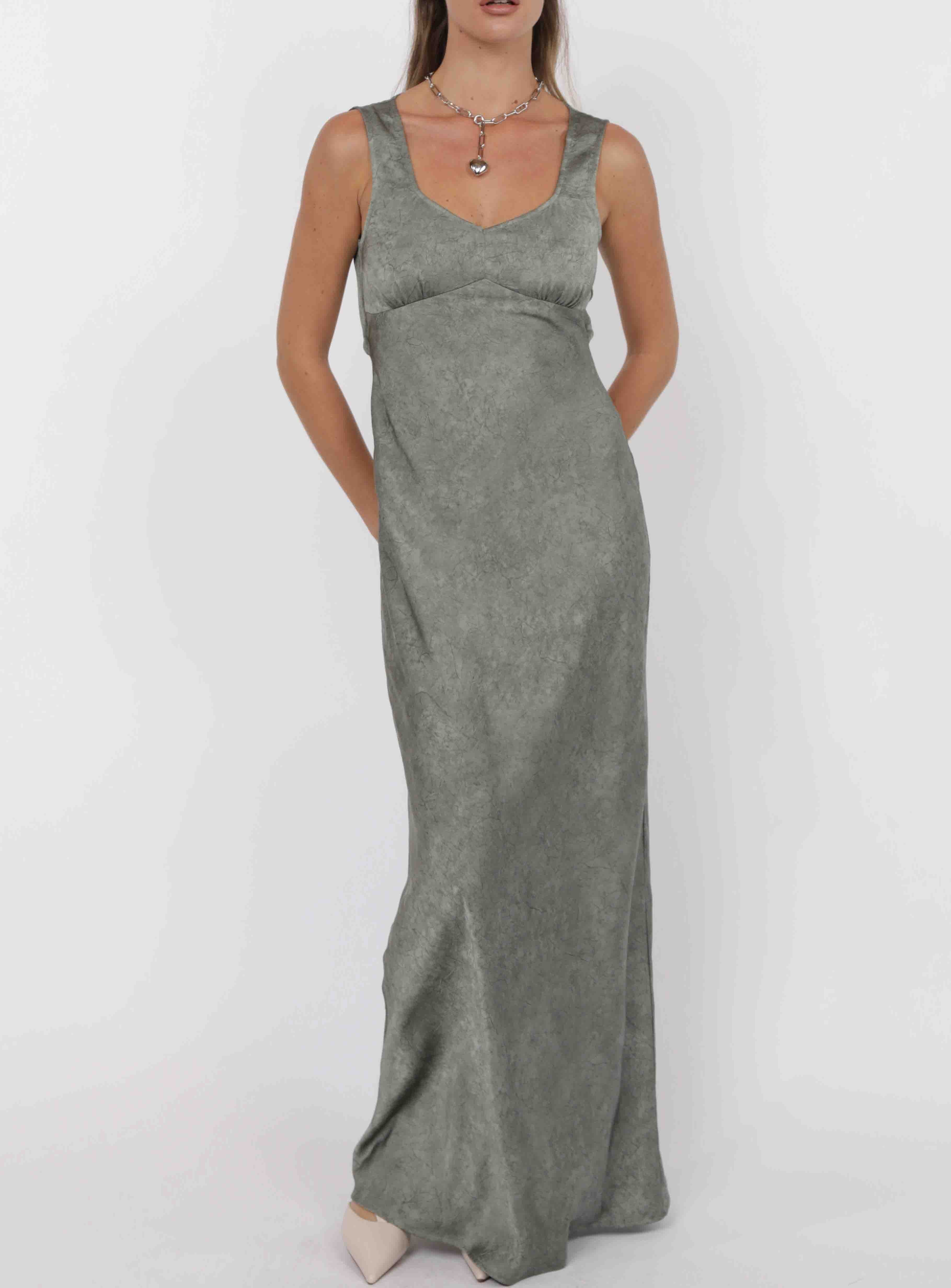 Forever Yours Crinkled Satin Maxi Dress