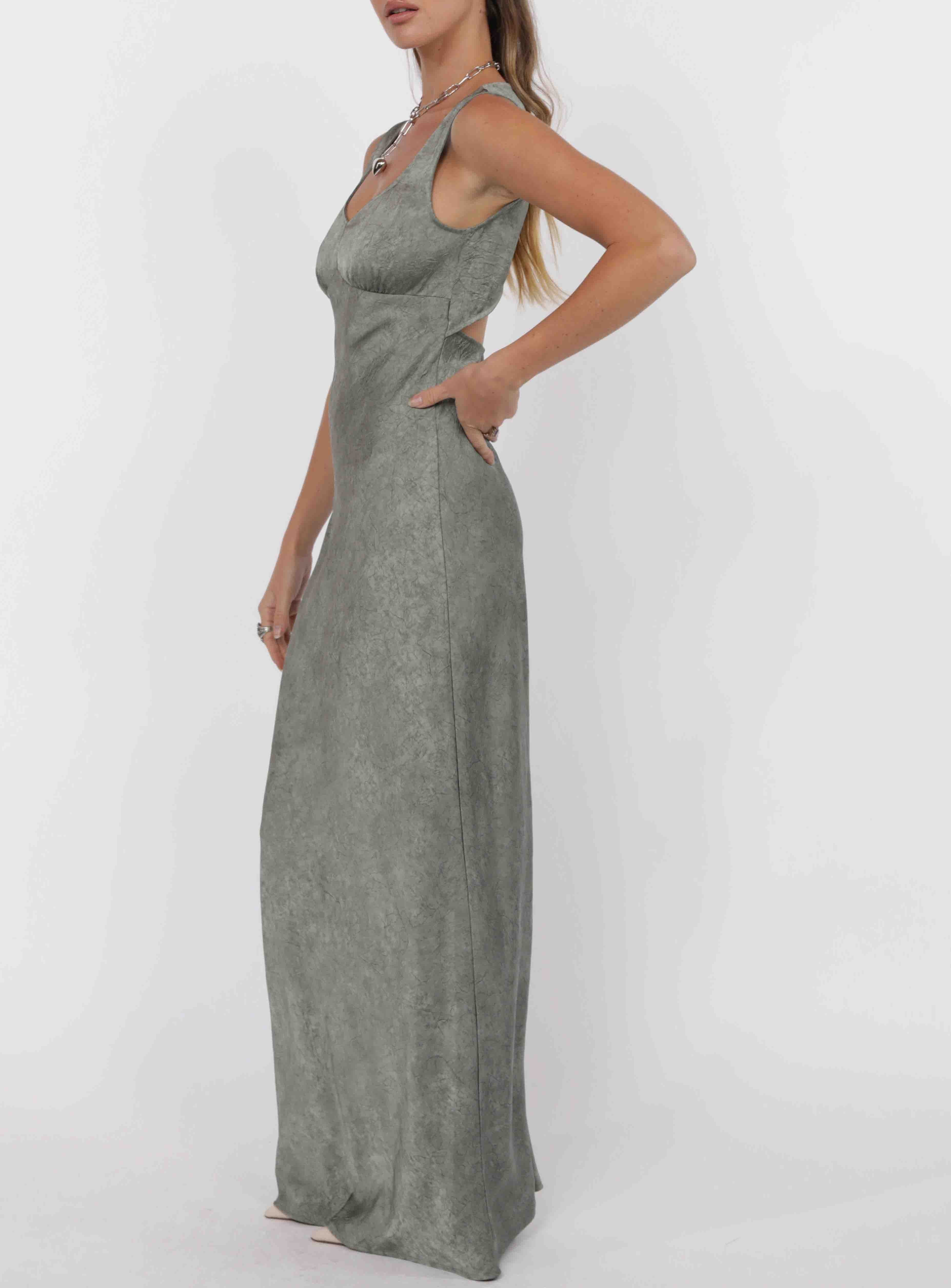 Forever Yours Crinkled Satin Maxi Dress