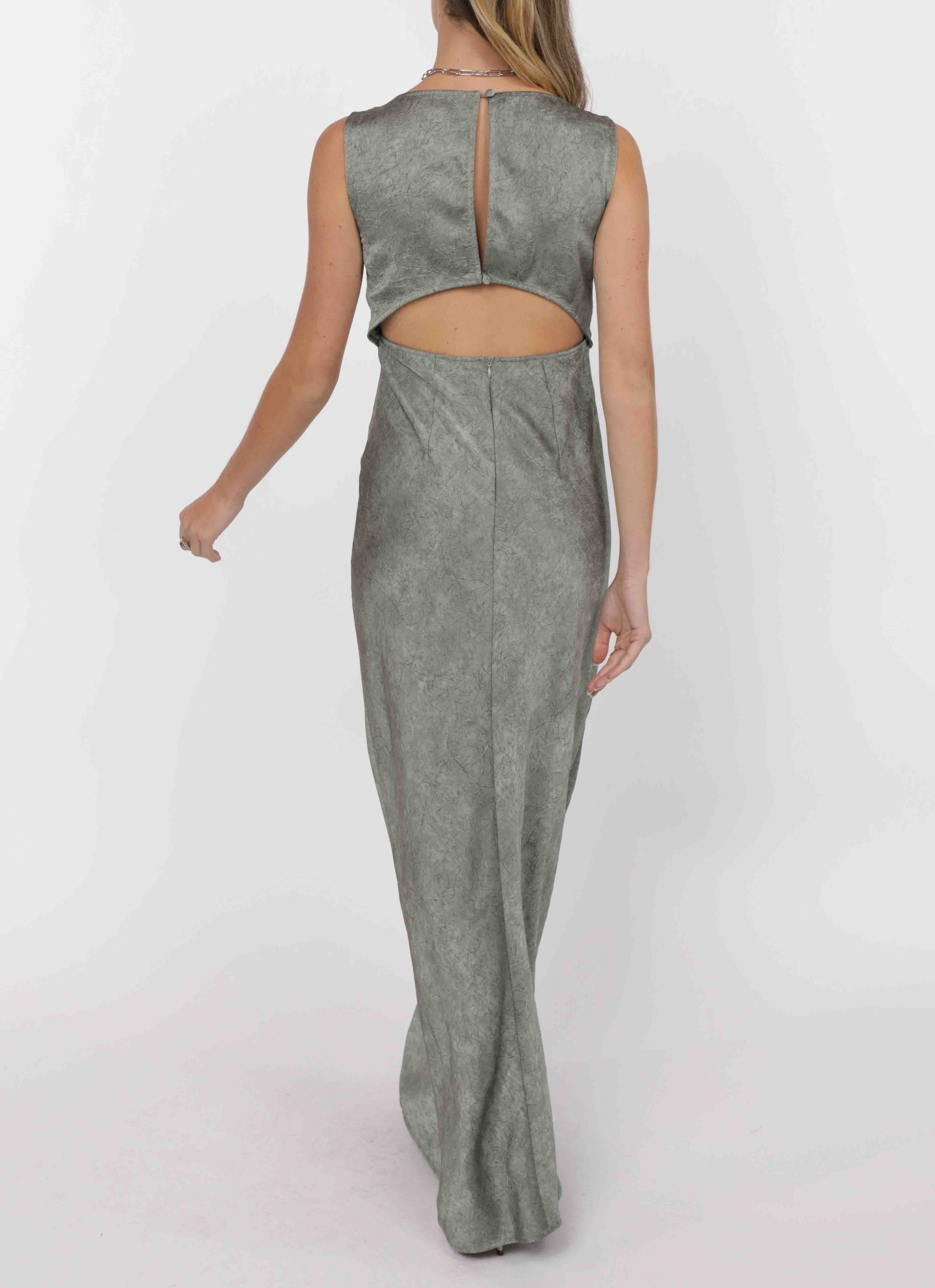 Forever Yours Crinkled Satin Maxi Dress