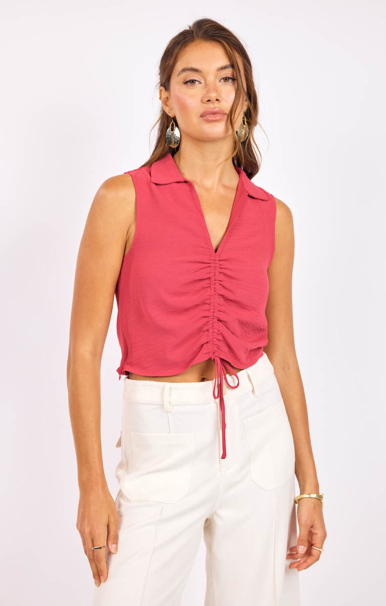Scorched Collar Sleeveless Tank