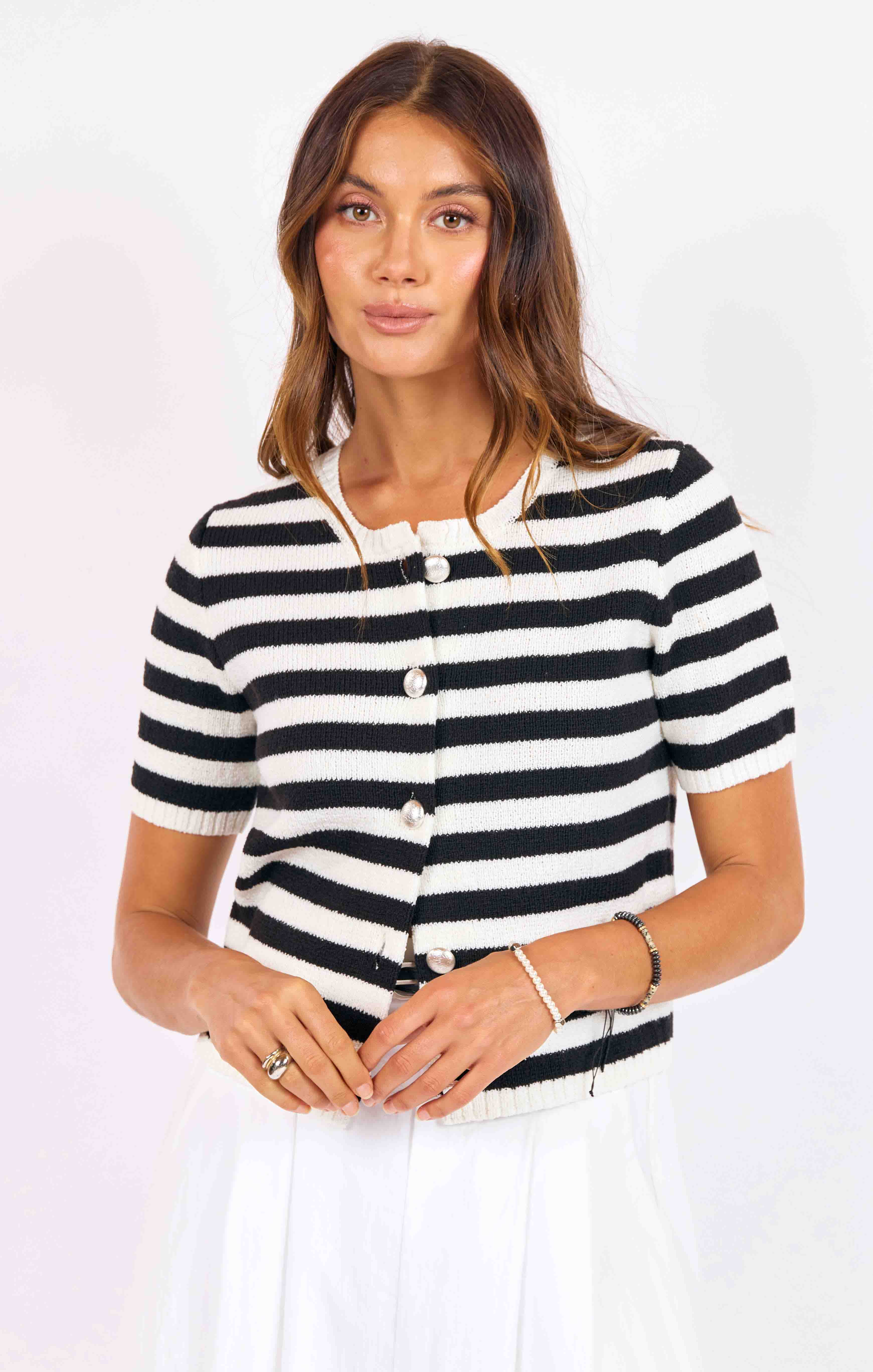 Daphne Stripe Button Cardigan