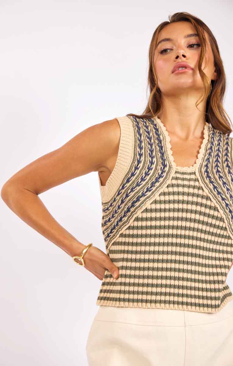 Mona Striped Reversible Sweater Tank