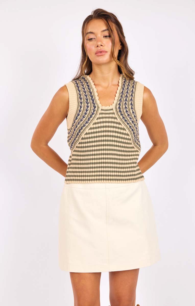 Mona Striped Reversible Sweater Tank