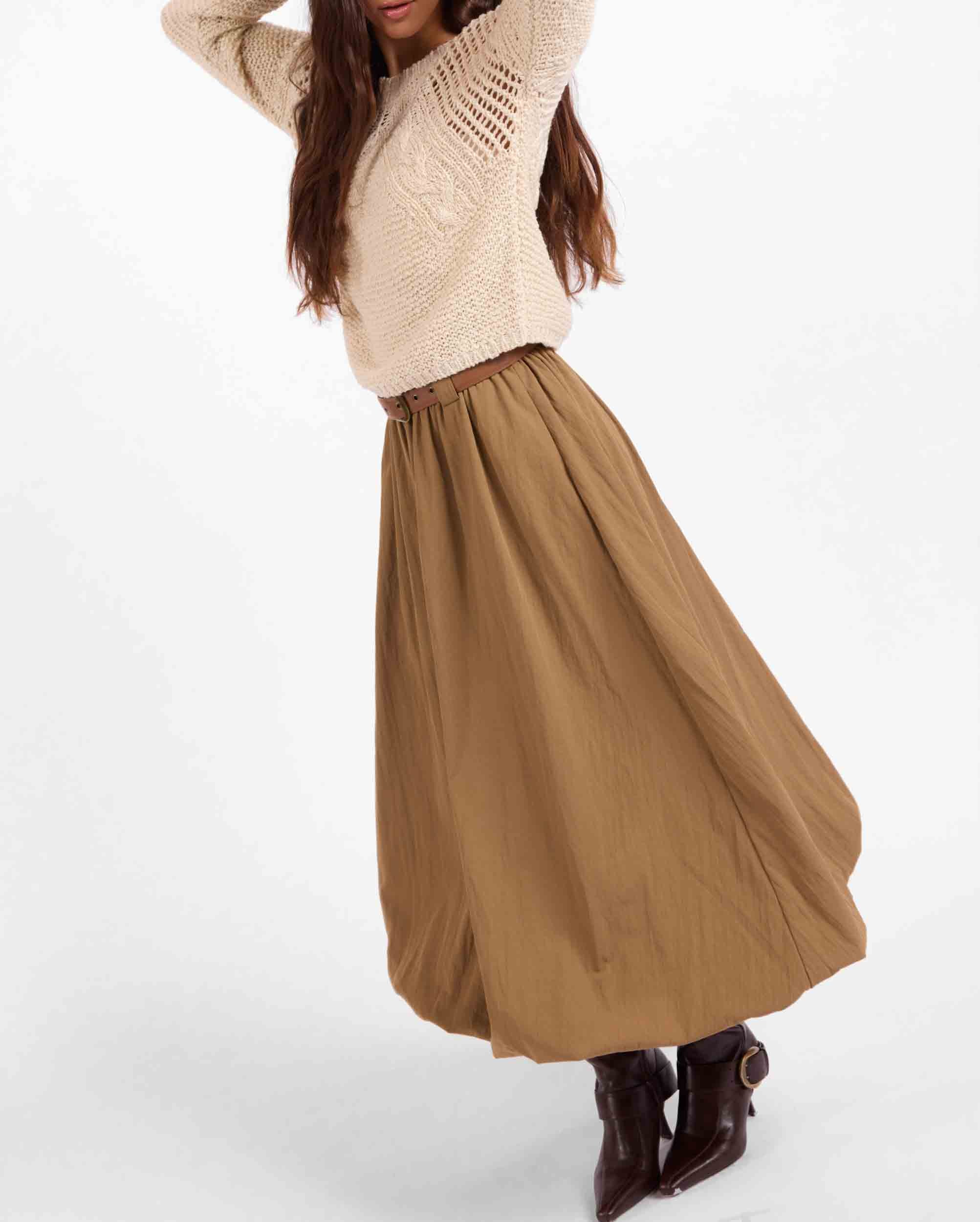 Village Belted Midi Skirt
