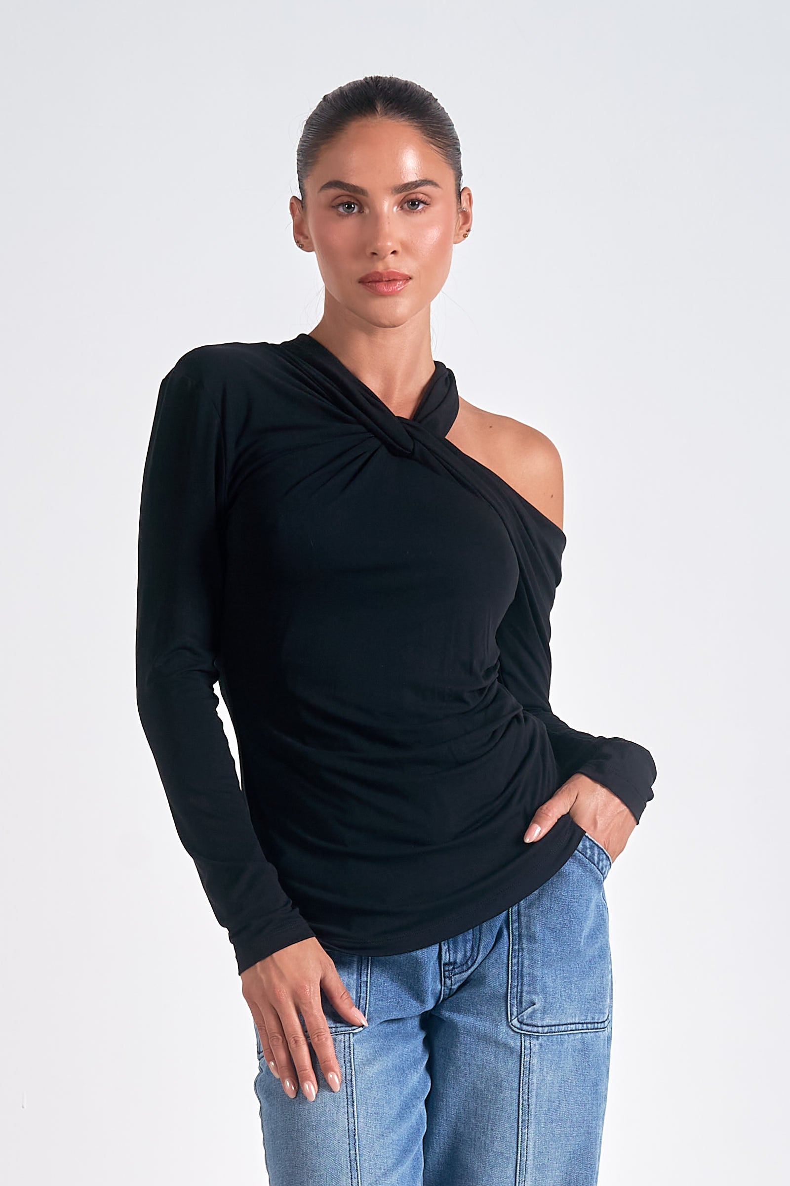 Elan Off the Shoulder Long Sleeve Top