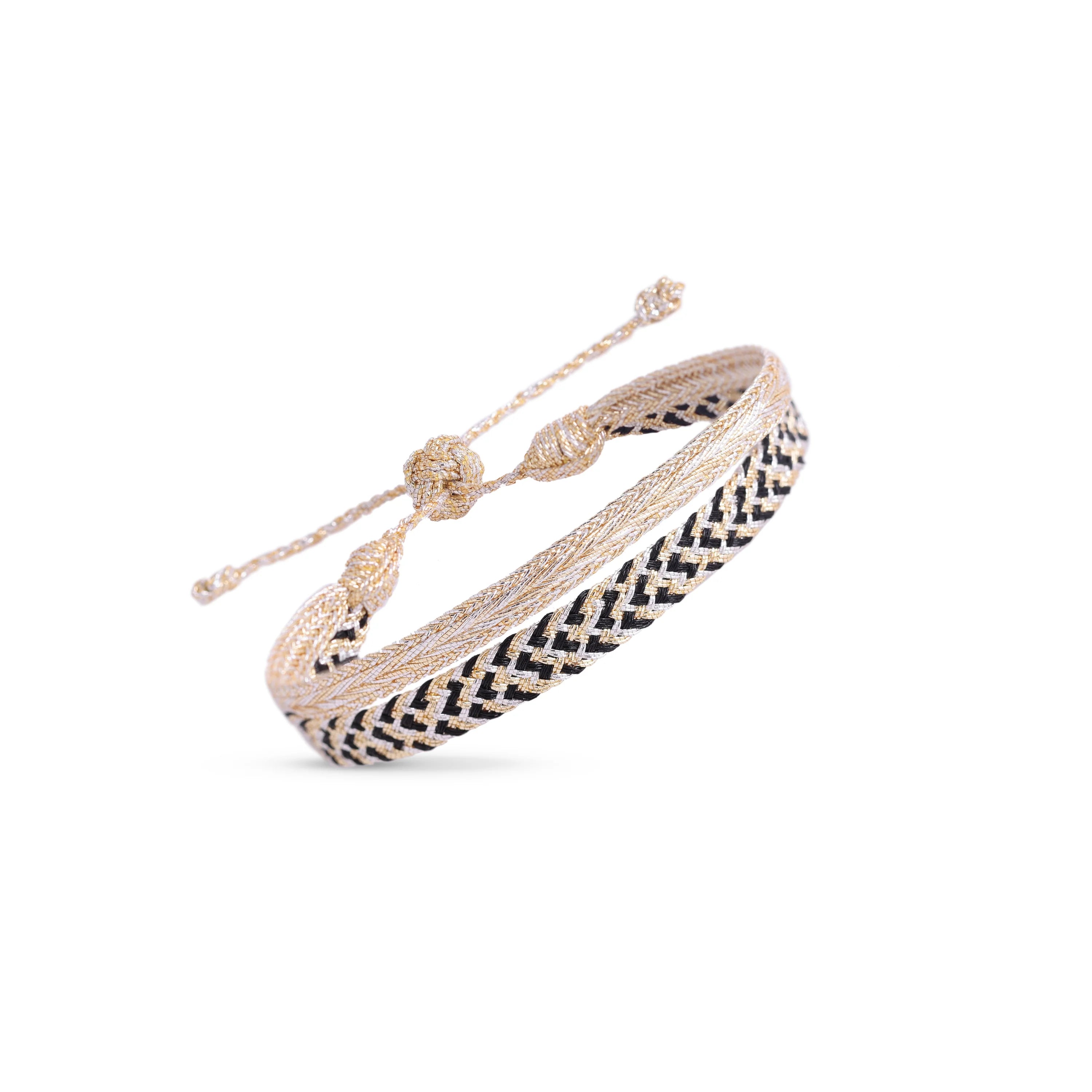 DUO BRACELET ANIA N°2 GOLD & SILVER EBONY + MINI ARROW