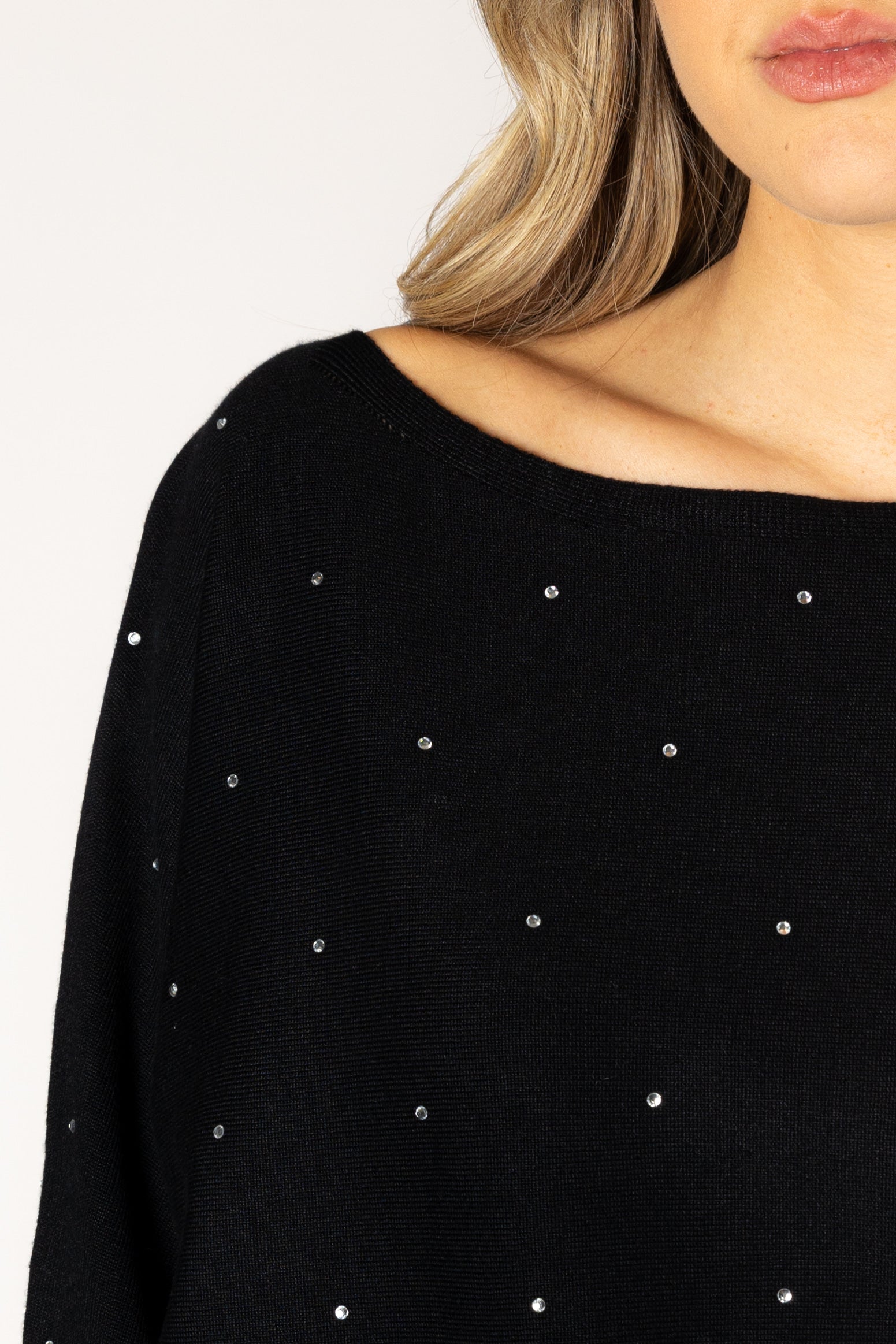 Lightweight Off Shoulder Gem Sweater